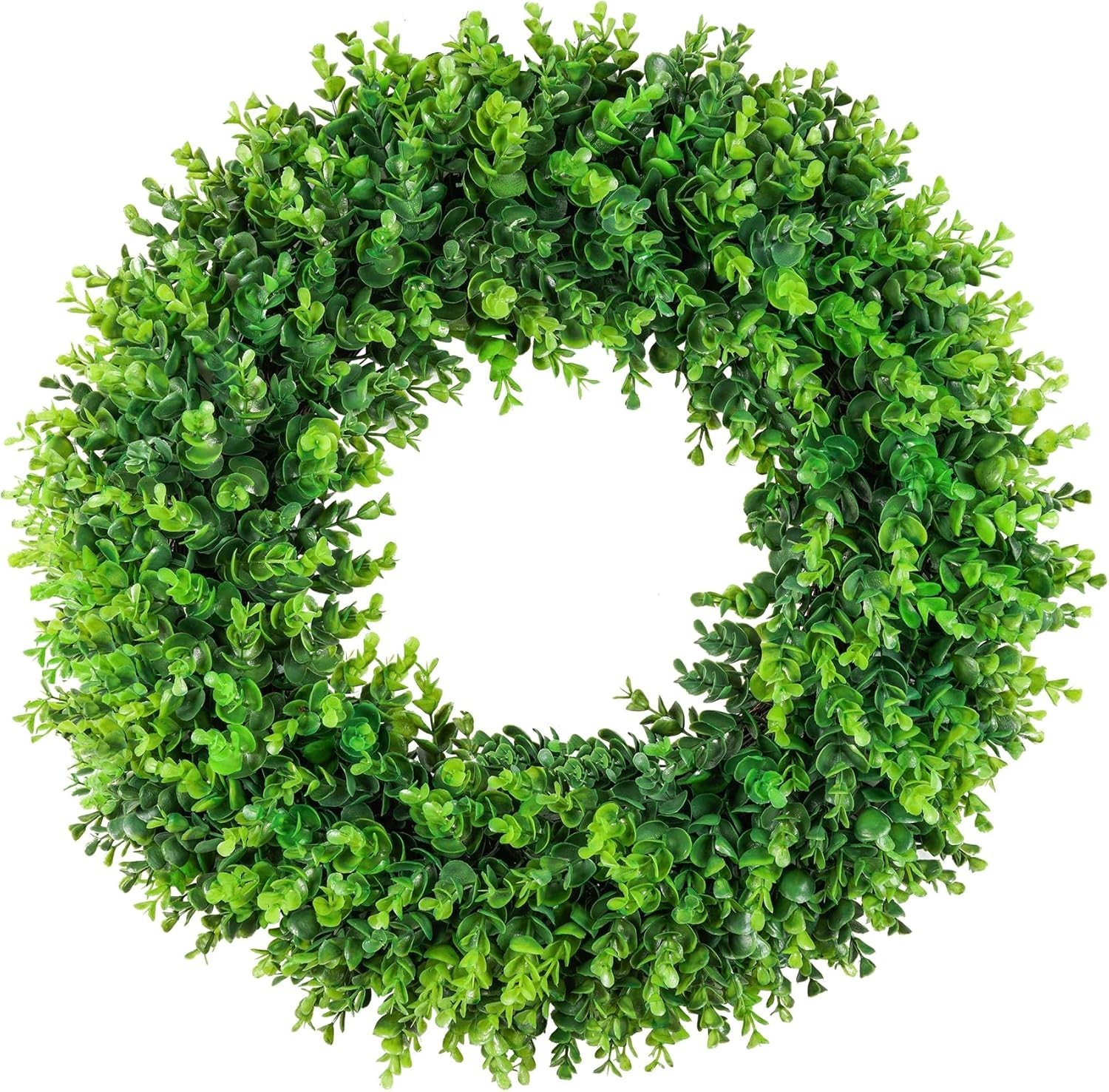24 inch Boxwood Wreath Green Front Door Decor Handmade Seasonal Decoration