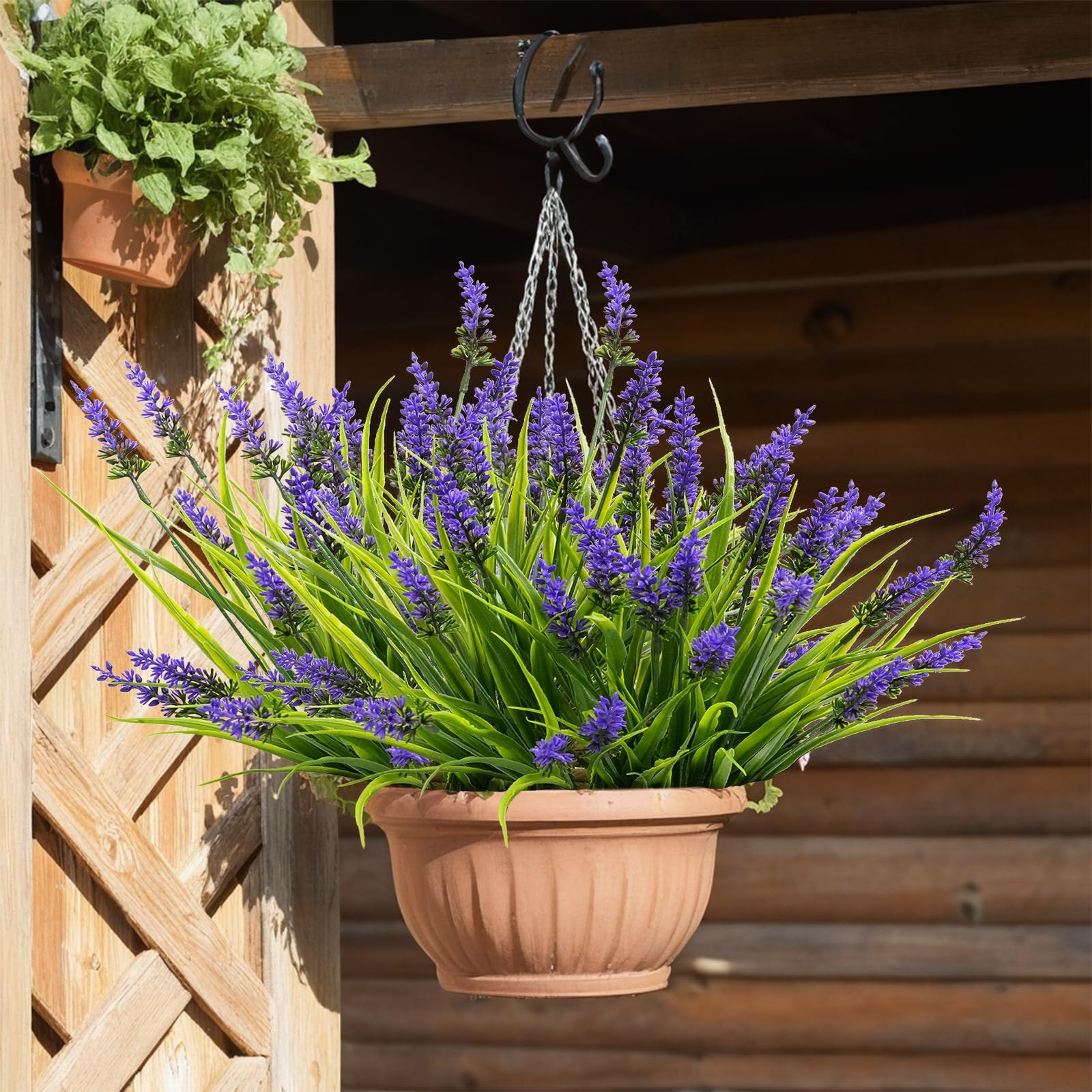 12 Bundles Artificial Lavender Plants Outdoor UV Resistant, Faux Monkey Grass…