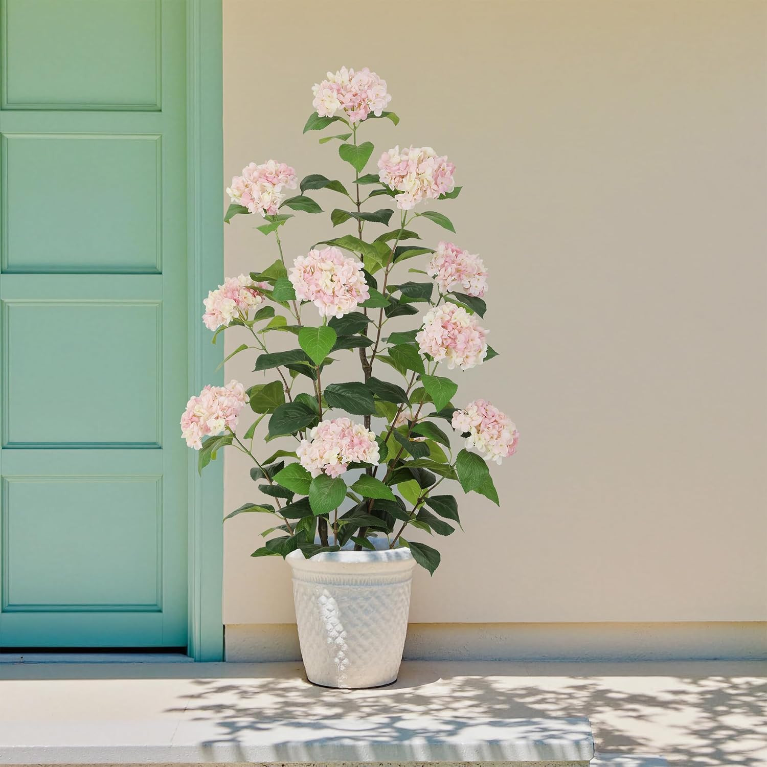 4Ft Pink Faux Hydrangea Tree – 2Pack for Porch & Living Room Decor