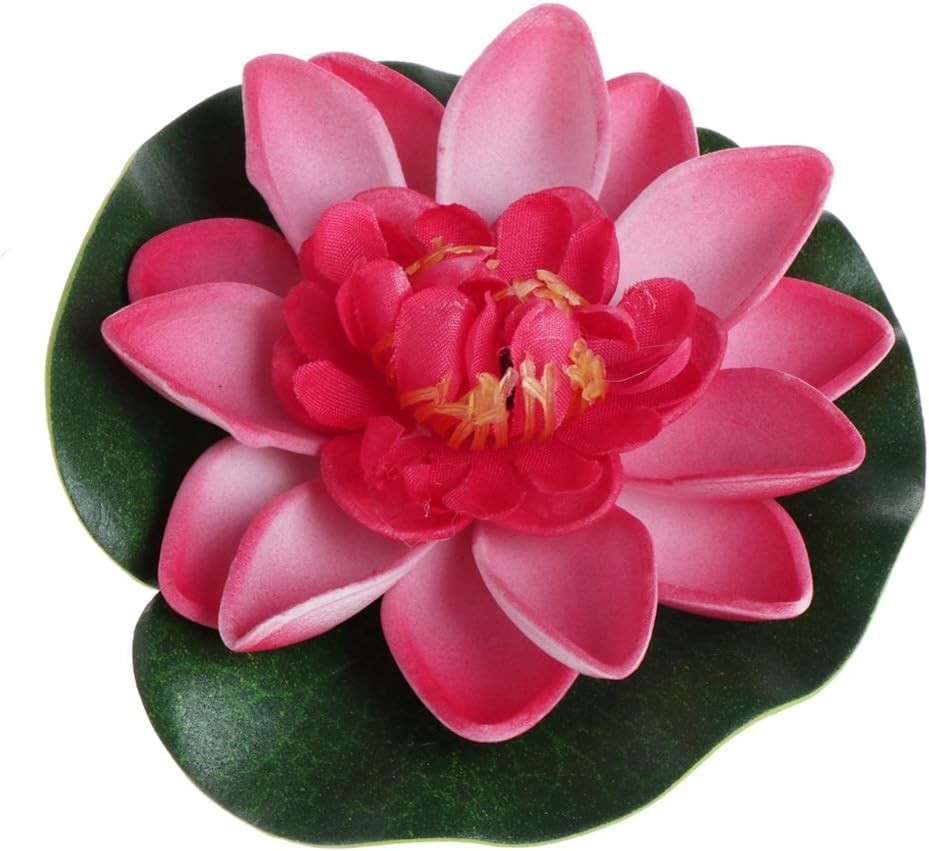 Light Pink Fake Floating Flowers Lotus Water Lily Plants Garden Tank Pond Dec…