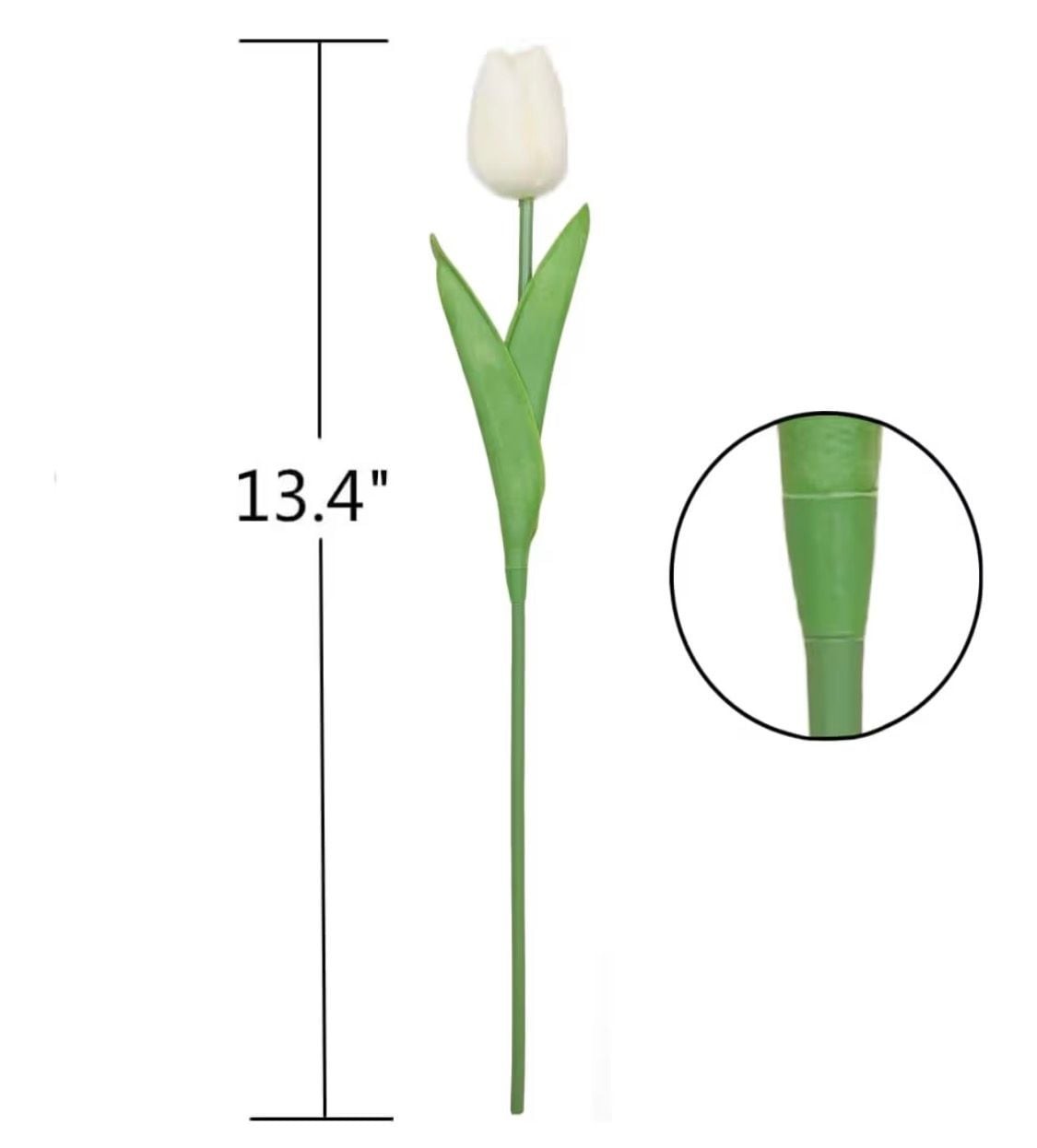 HIMUTAIN 20-Piece Artificial White Tulip Bouquet with Gift Box and Ribbon