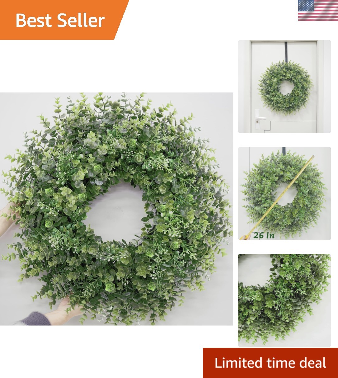 26-28” Greenery Boxwood Wreath – Stylish Indoor/Outdoor Decor for Any Occasion
