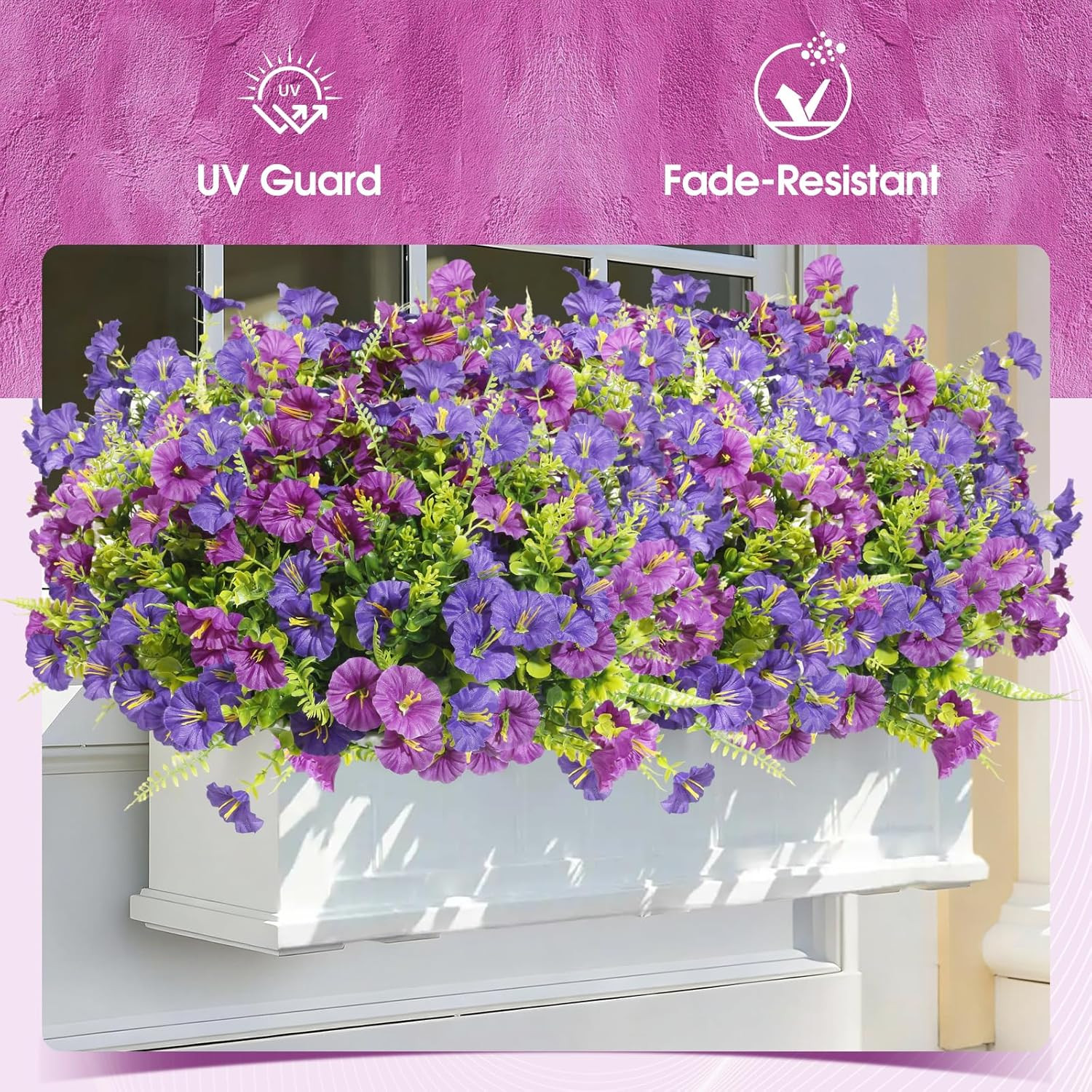 Artificial Morning Glory UV Resistant 36 Pcs Purple Spring Artificial Flowers Ou