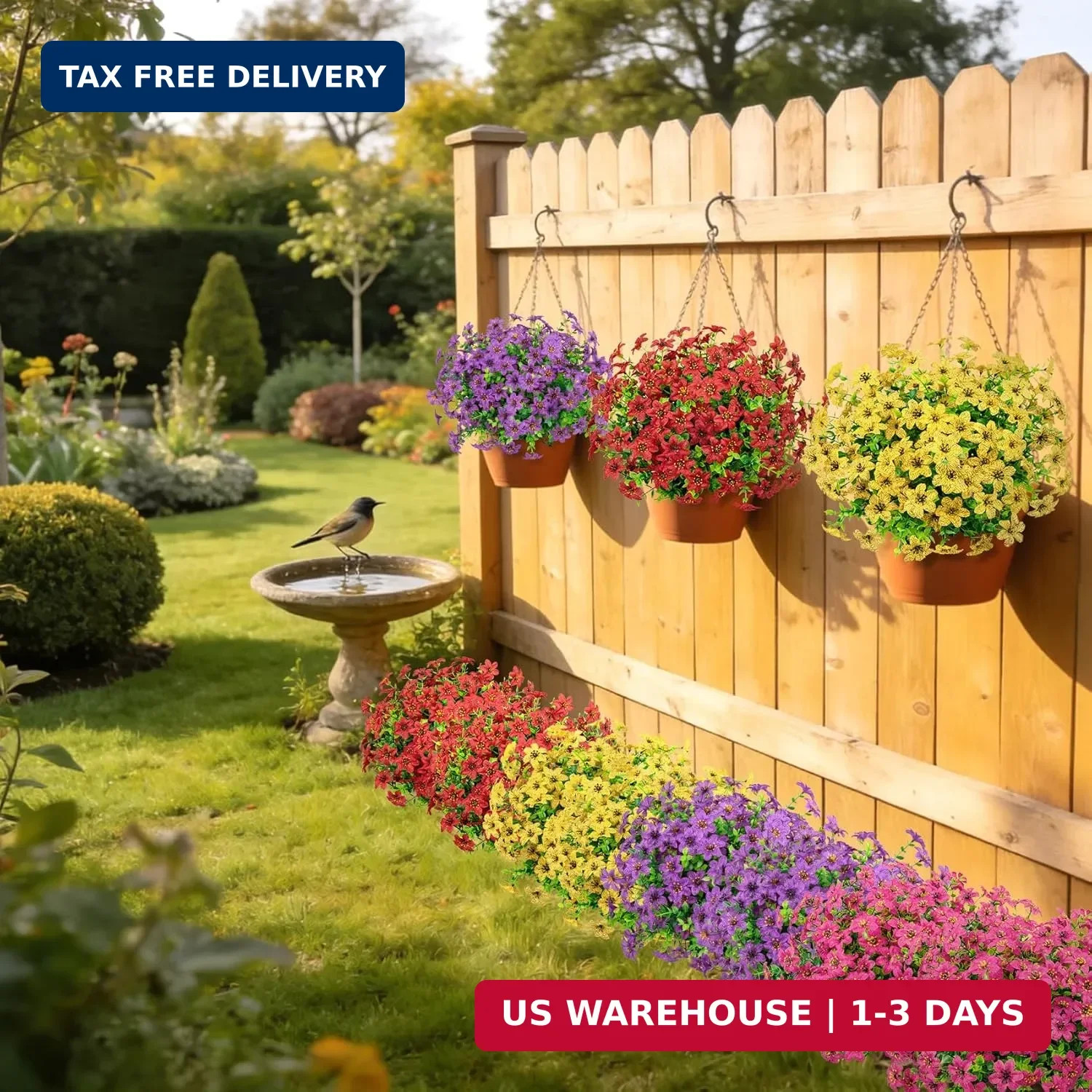 20 Bundles Artificial Flowers for Outdoors, Fake Silk Flowers UV Resistant Faux