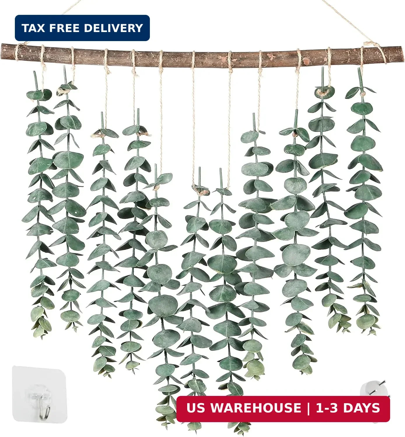 Sggvecsy 17.7”Eucalyptus Wall Hanging Artificial Eucalyptus Plant Fake Greenery