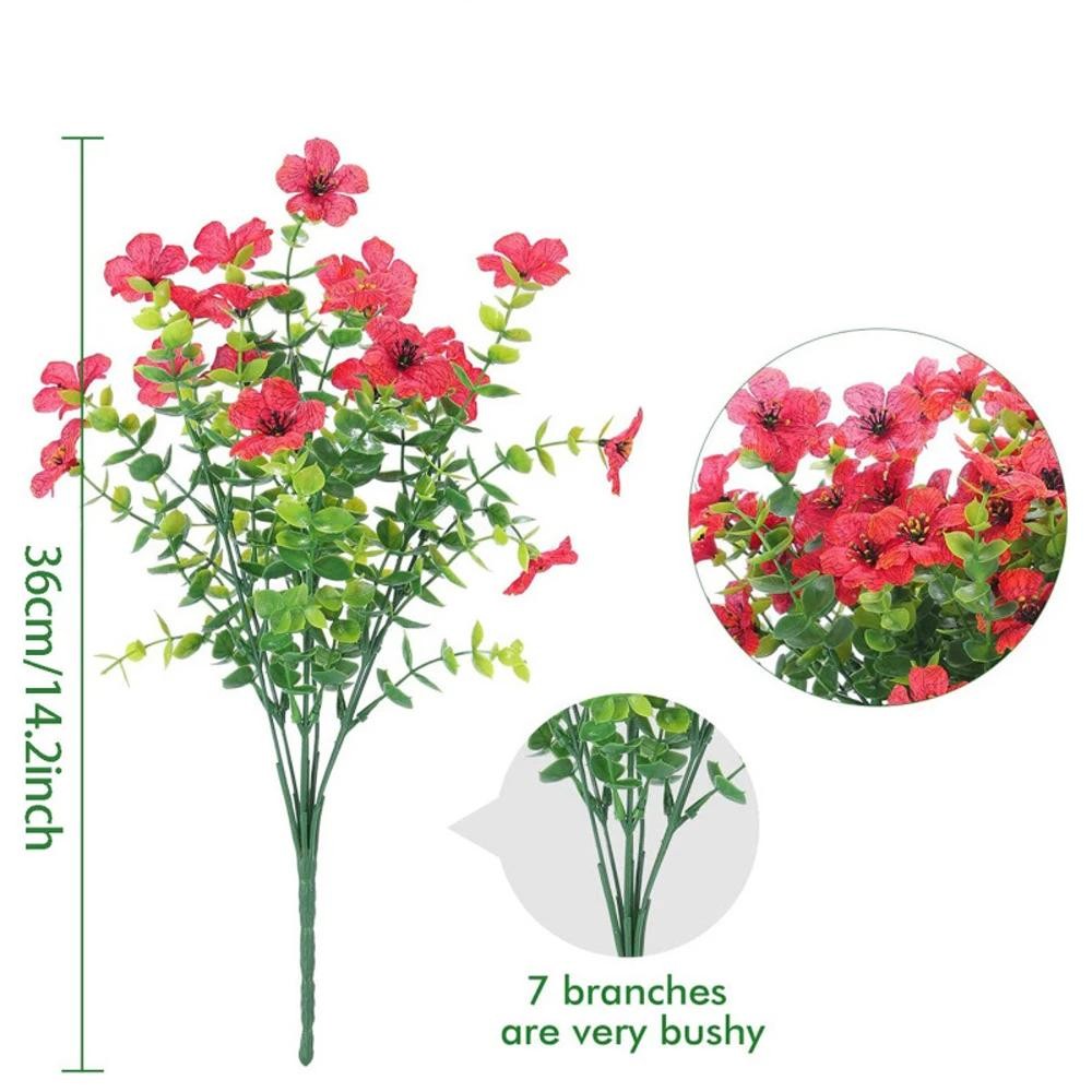 4PCS Artificial Greenery Shrubs – UV Resistant Fake Flowers for Garden & Home
