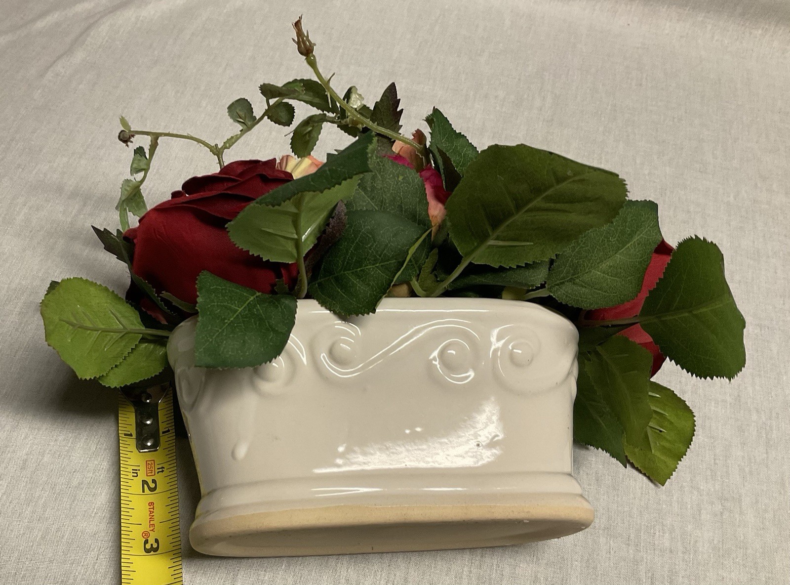 Artificial Flowers And Ceramic Holder/Pot