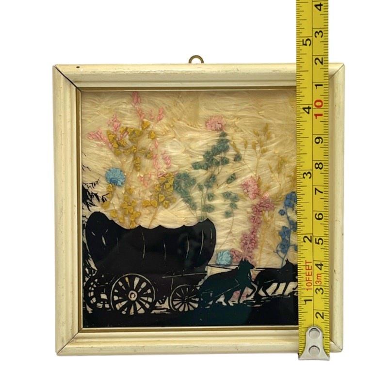 Vintage Mary Fisher Style Silhouette Covered Wagon Milkweed Art