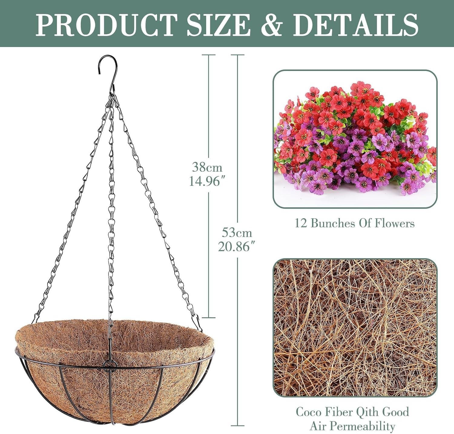 2 Set Artificial Flowers Hanging Plants in Basket,Artificial Hanging Flowers …