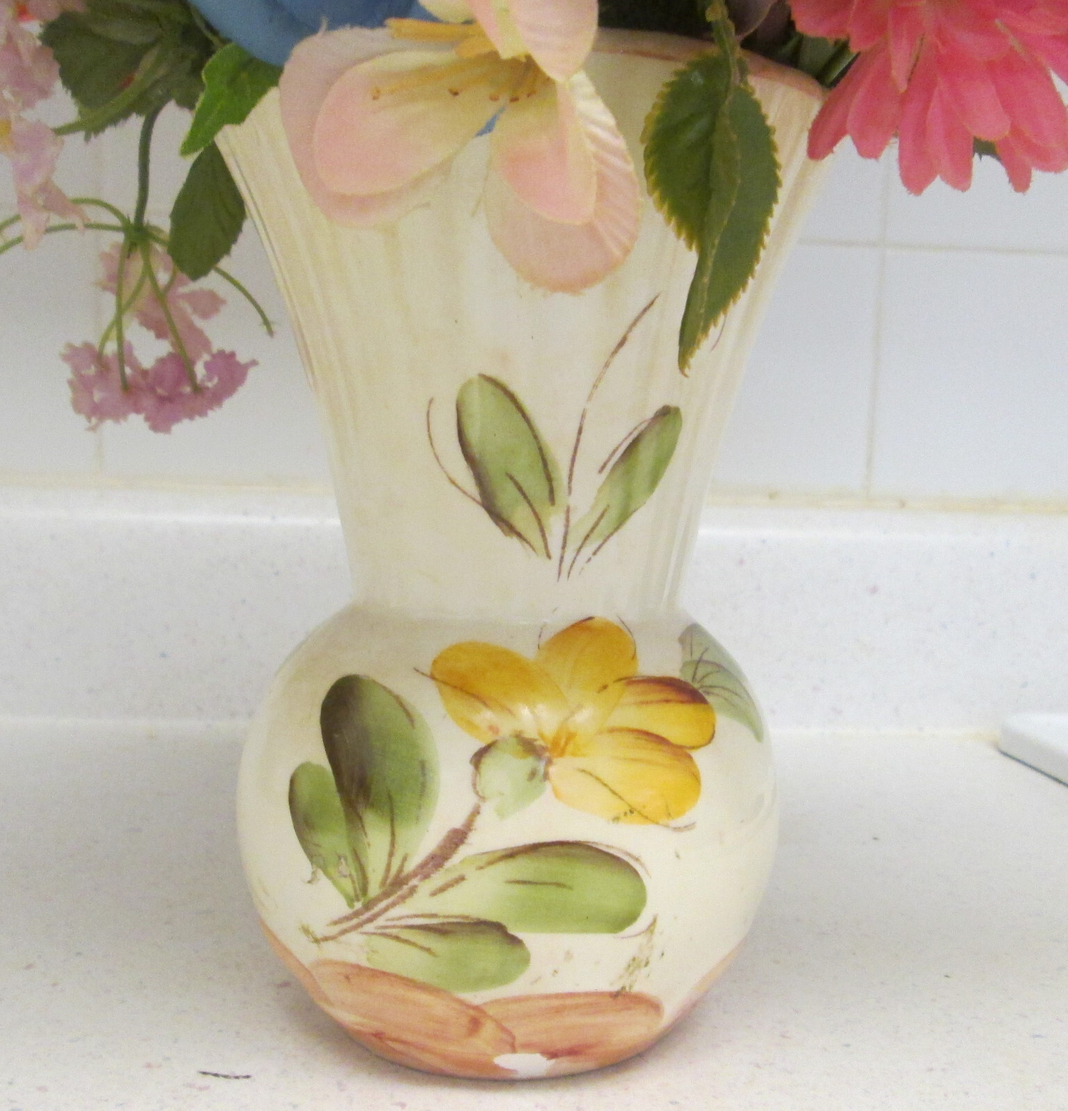 Artificial Planter Basket Faux Indoor House Plant Floral Porcelain Vase