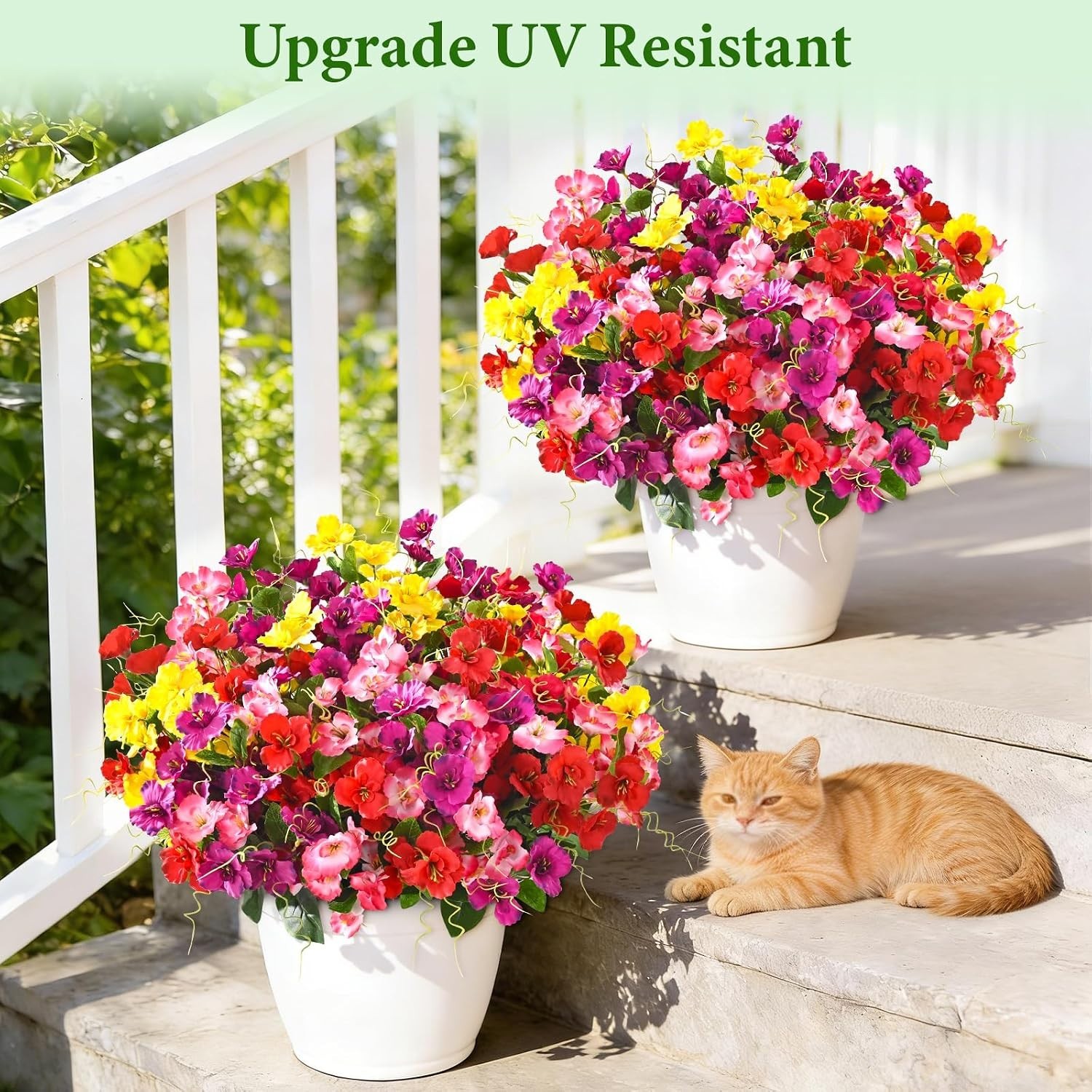 Fake Hibiscus Artificial Flowers, Outdoor, 6 Bundles, UV Resistant