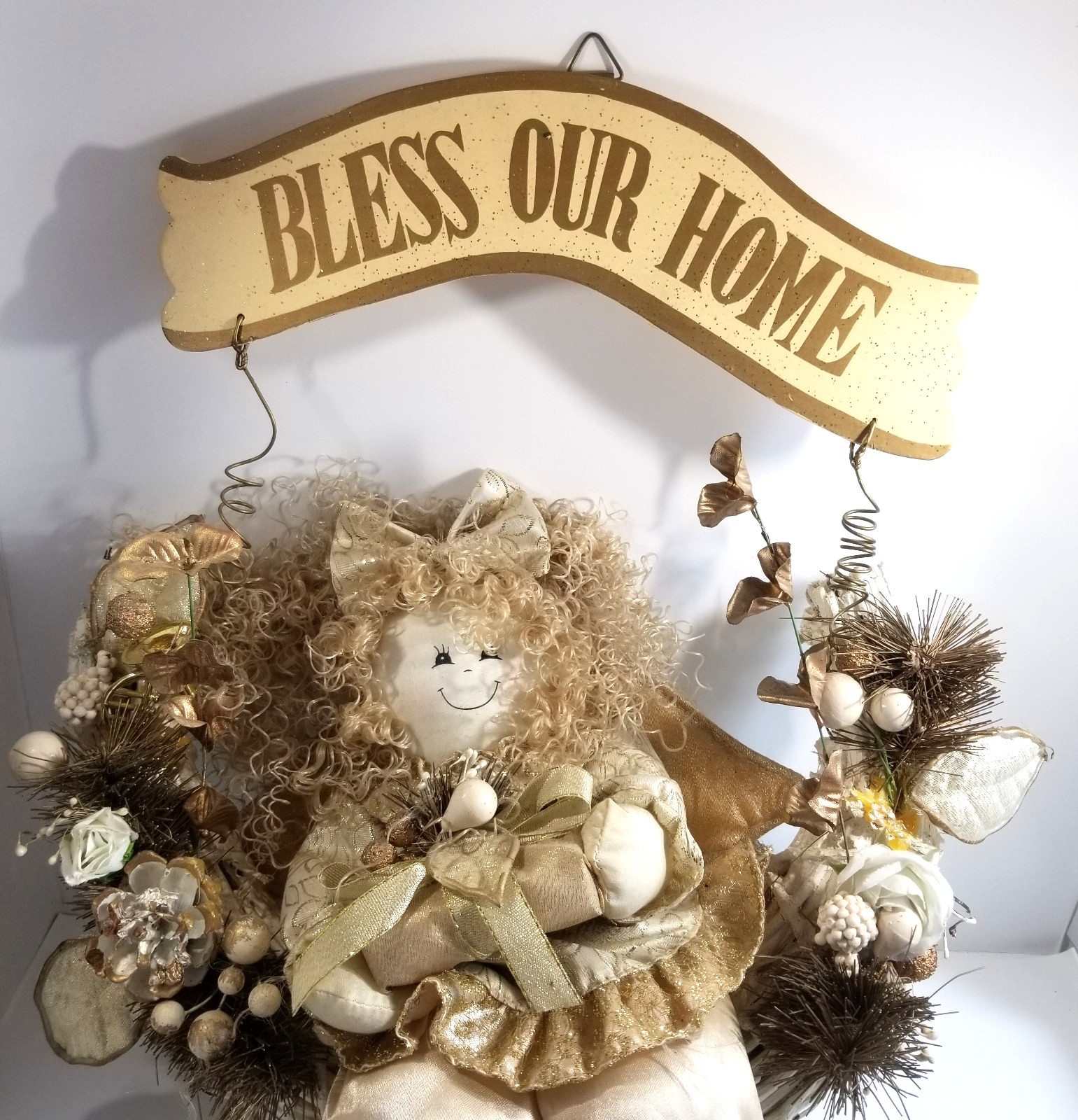 Bless Our Home Cute Angel Half Wreath