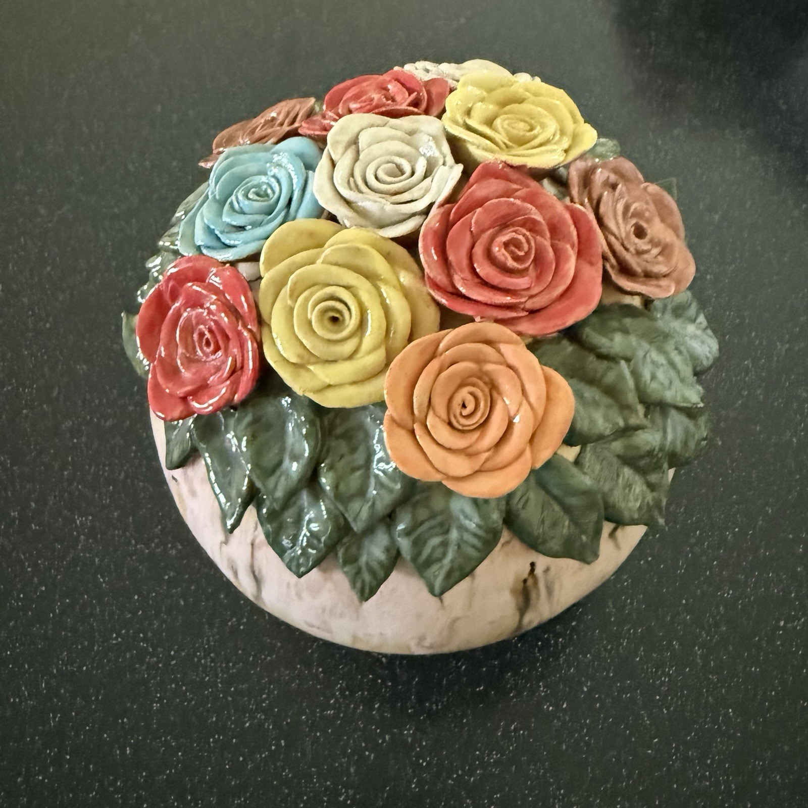 Hand-Made Ceramic Flower Bouquet Garden Ball with Drip Glaze