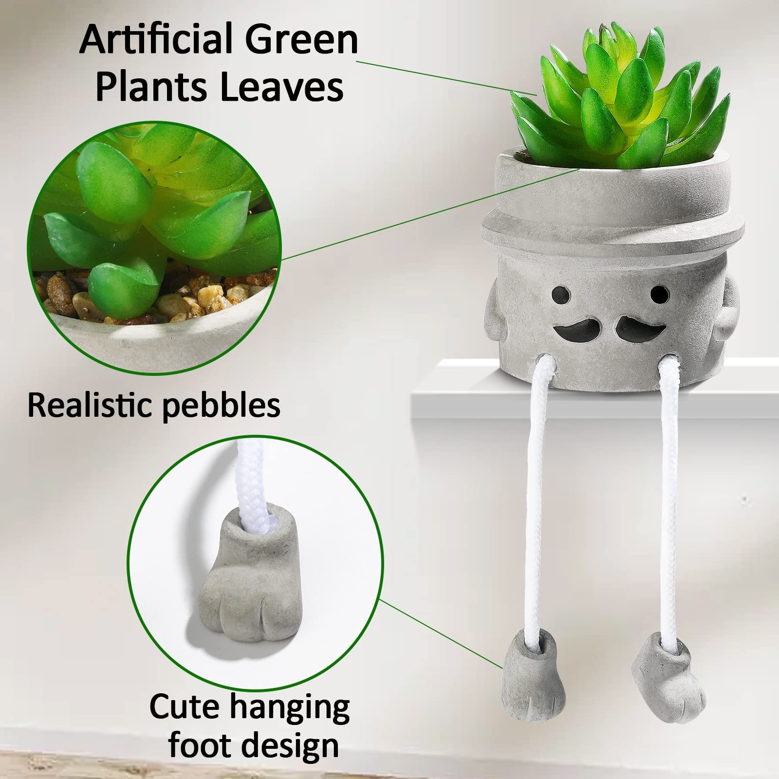 Creative Artificial Succulent Plants with Pots – 4 Pieces Mini Fake Plant Fau…