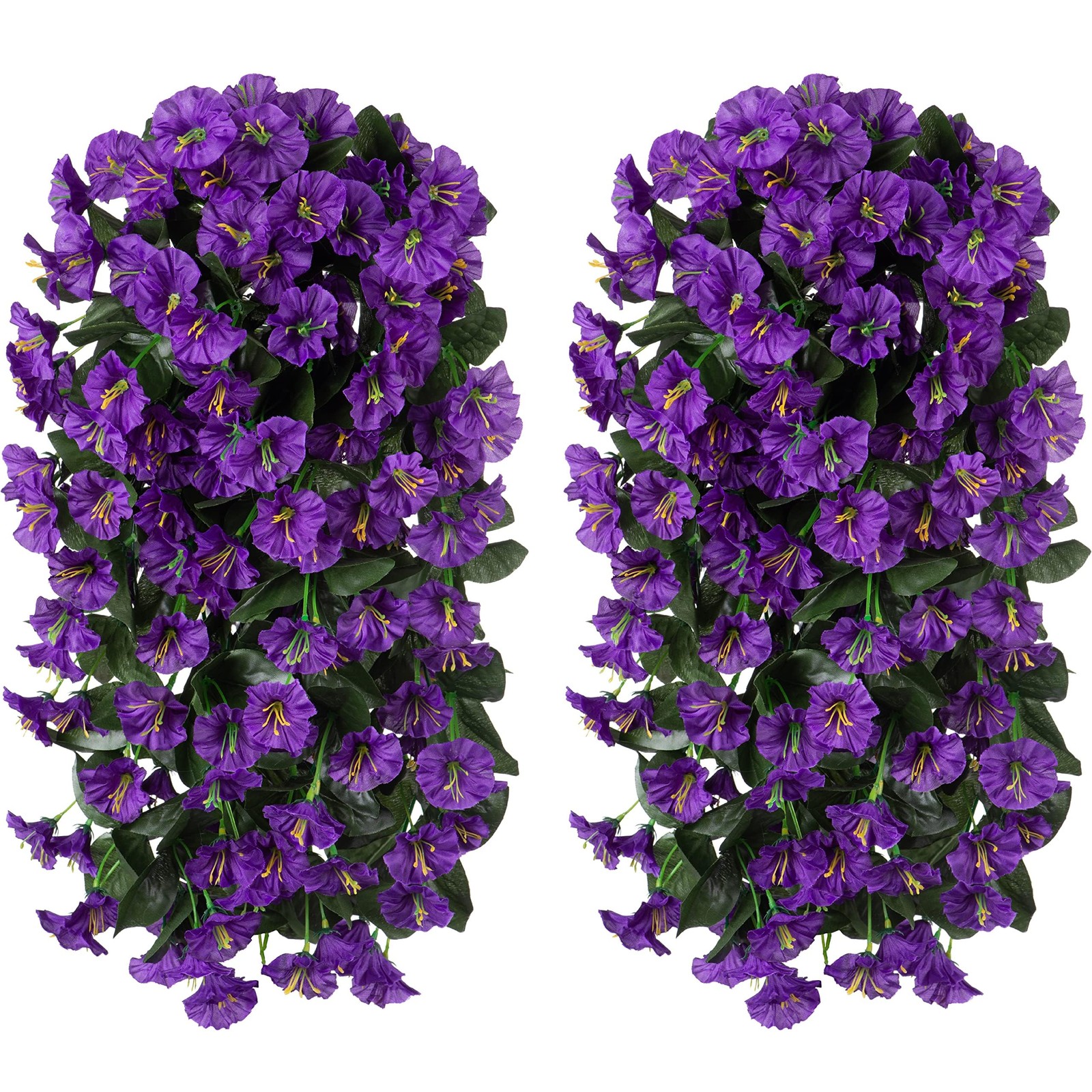Fake Flowers for Outdoor Decoration, 2 Pcs Spring Silk Purple Morning Glory, …