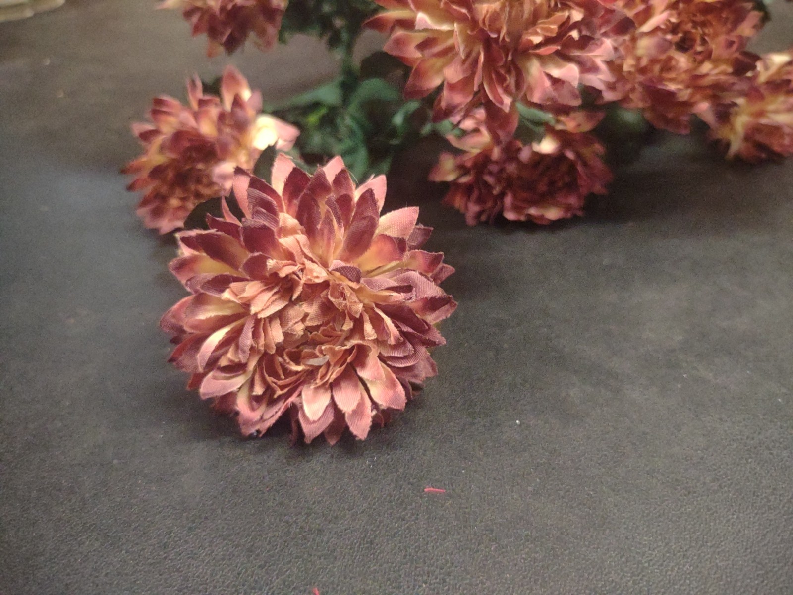 15″ Vintage Silk Strawflower Flower Bush with 10 Stems, Fall Bronze & Cream