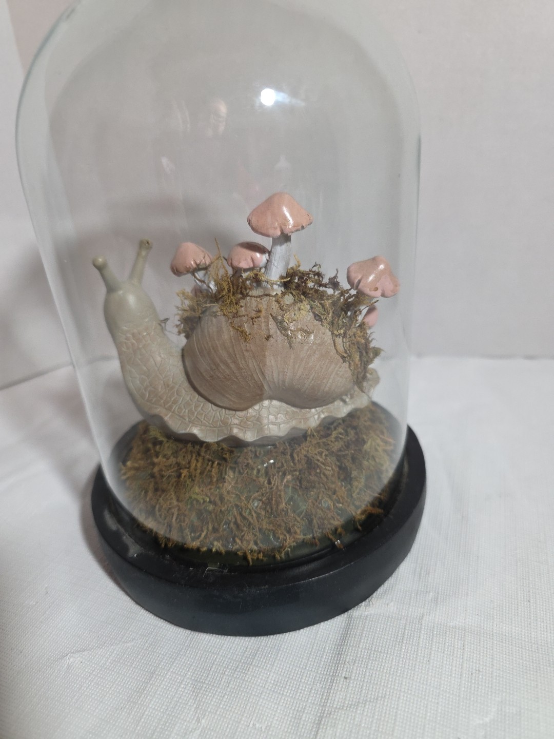 Snail And Mushroom Cloche Terrarium Glass Dome Curiosity Cottage Core