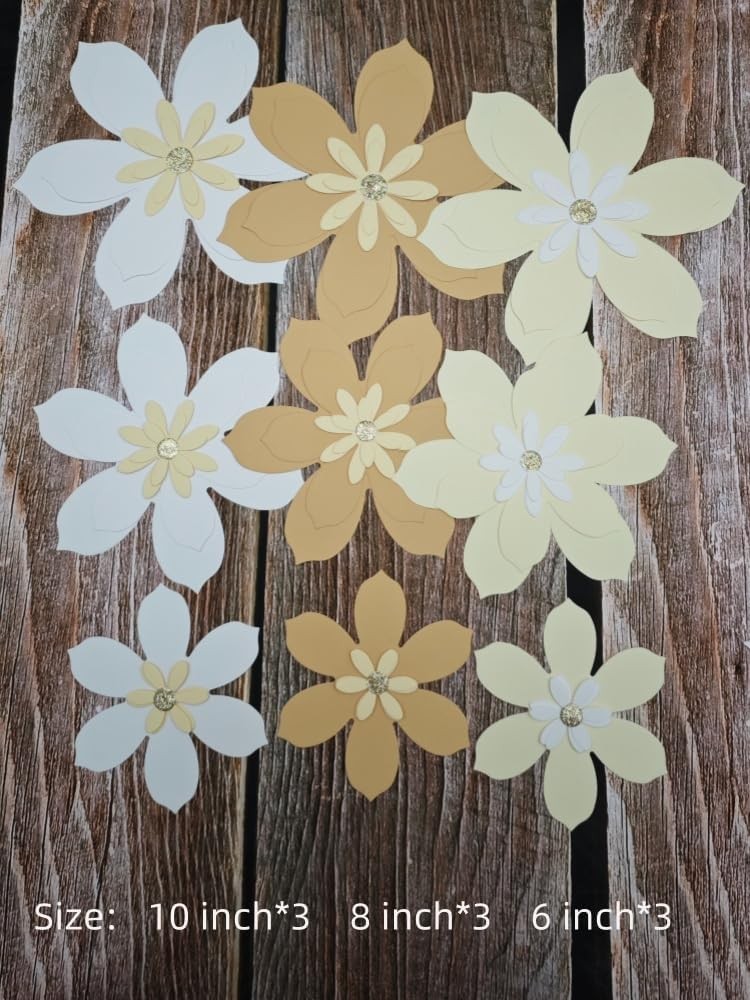 Rustic Wedding Wall Decor- Assorted 6-10 Inch Ivory Cream White Flowers for N…