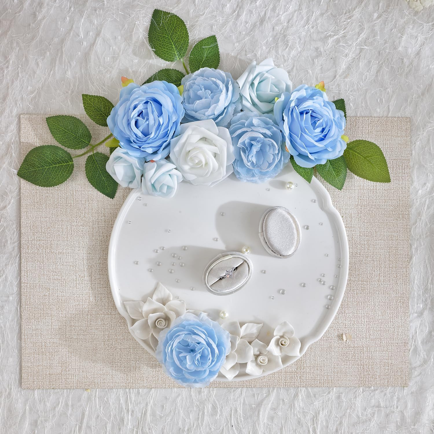 Light Blue Gradient Rose Artificial Flowers – 23Pcs for DIY Decor & Bouquets
