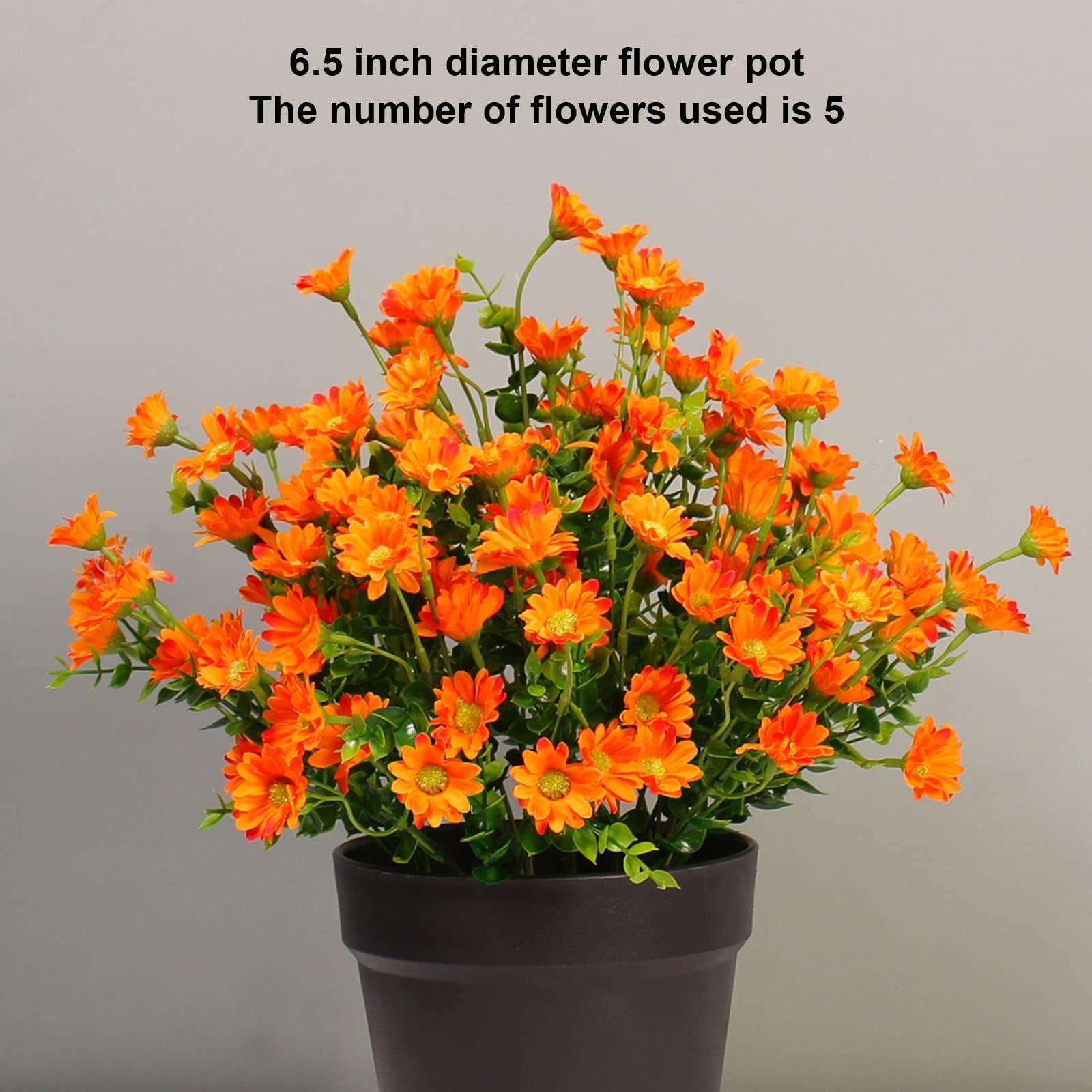 8 Bundles Artificial Flowers for Outdoors Faux Mums UV Resistant Plastic Fall…