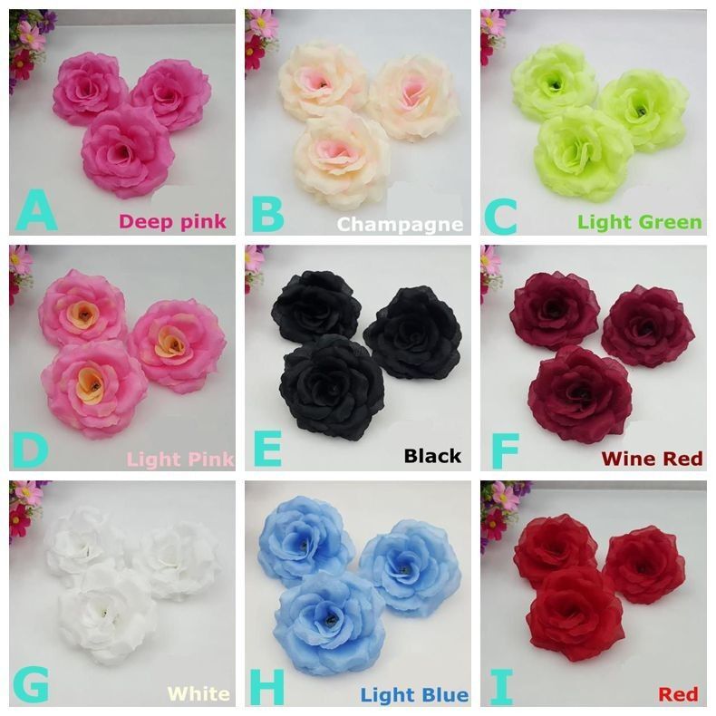 Black Roses Silk Flower Heads- 8cm Artificial Fake Flowers Decorations 10pcs/lot