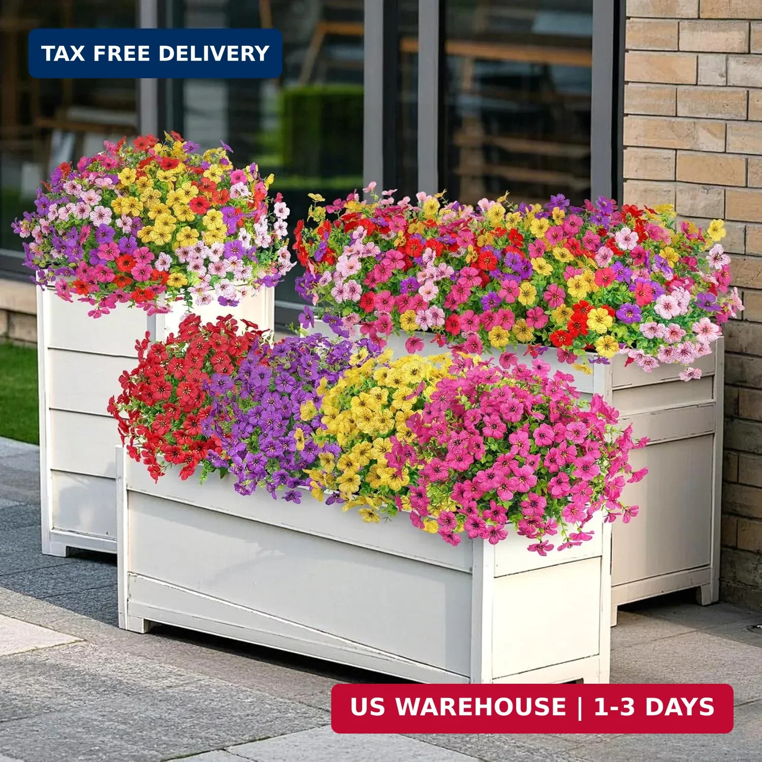 20 Bundles Artificial Flowers for Outdoors Decoration Fake Silk Flowers UV Resis