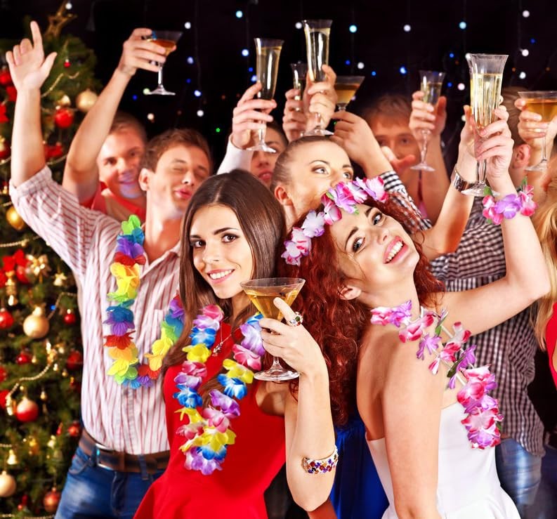 Hawaiian Leis For Luau Party Adults and Kids Tropical Party Decoration Supplies