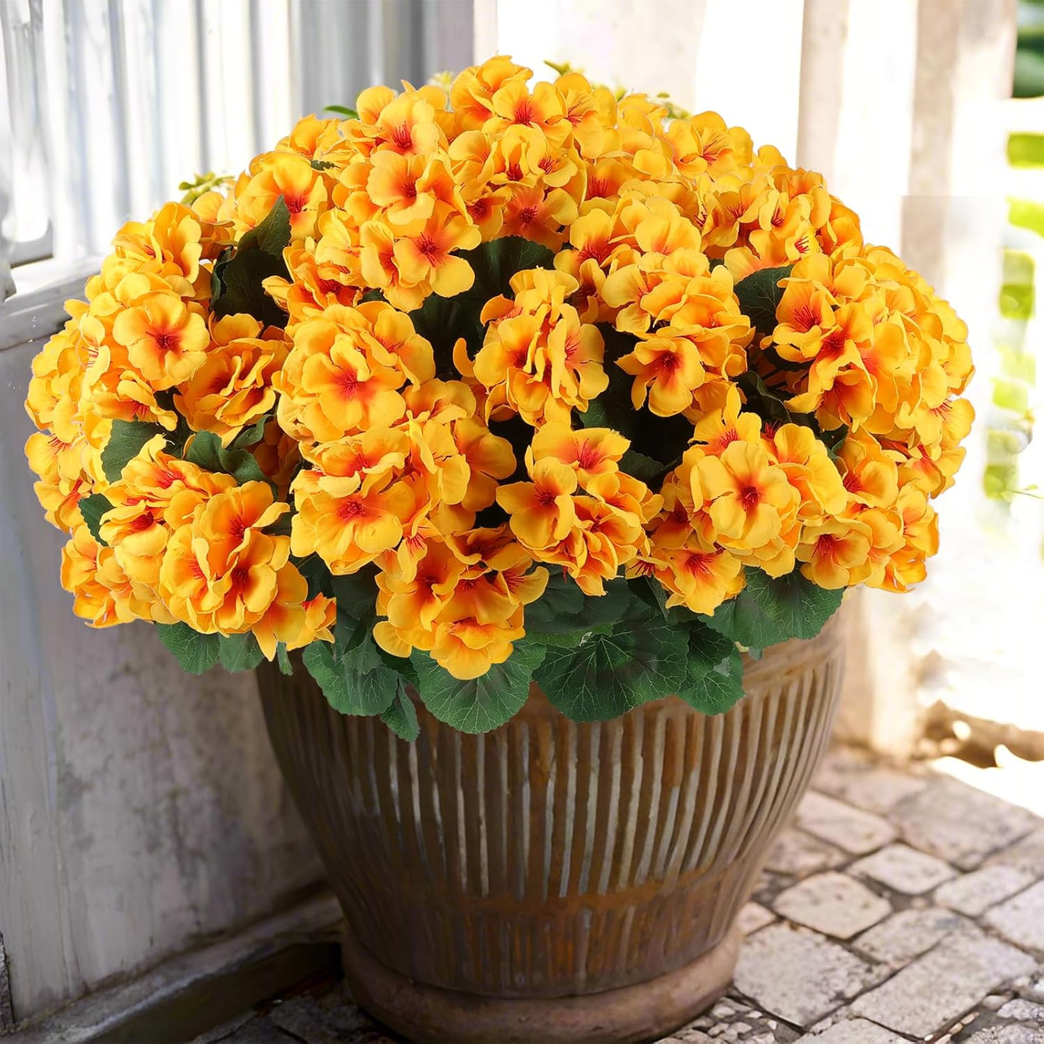 6 Pcs Artificial Geranium Flowers for Outdoors Geraniums Silk Flowers Outdoor UV