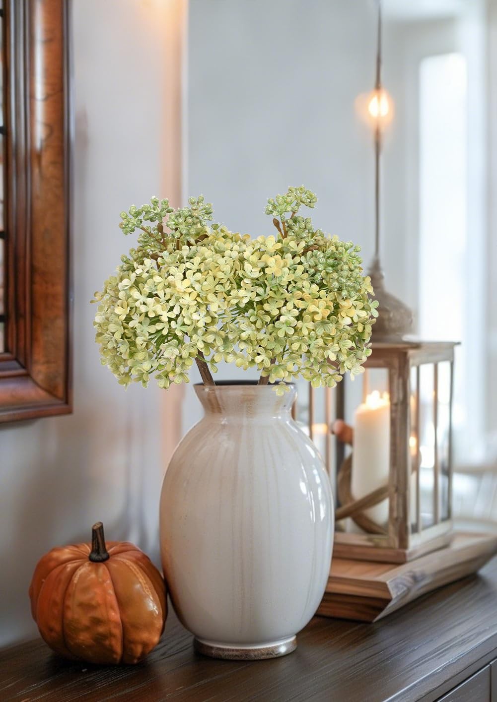 2 Pcs Hydrangea Artificial Flowers Stems for Fall Tabletop Decor, 11″ Silk Fa…