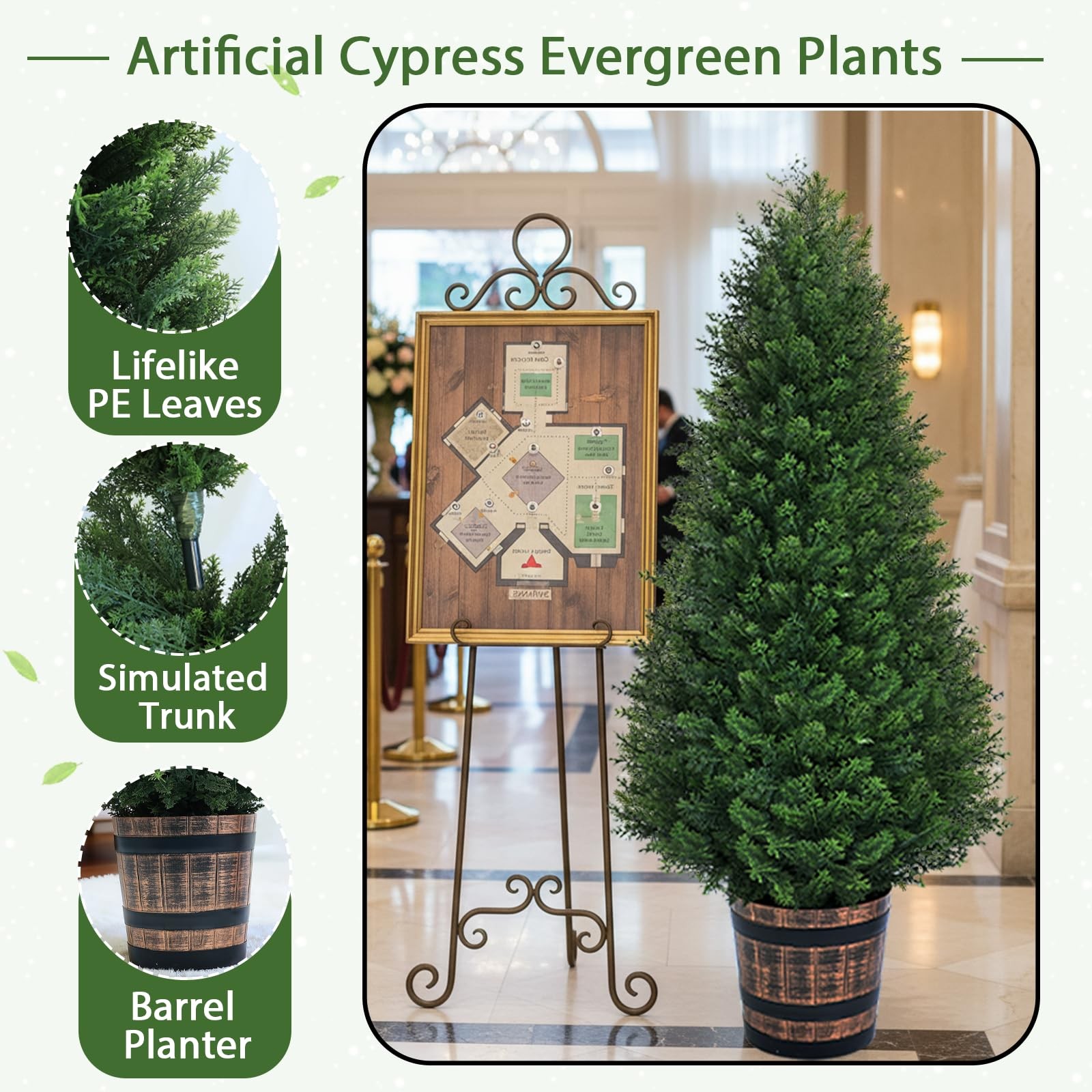 Set of 2 Artificial Cedar Topiary Trees 4FT – Indoor Faux Pine Shrubs with Ba…
