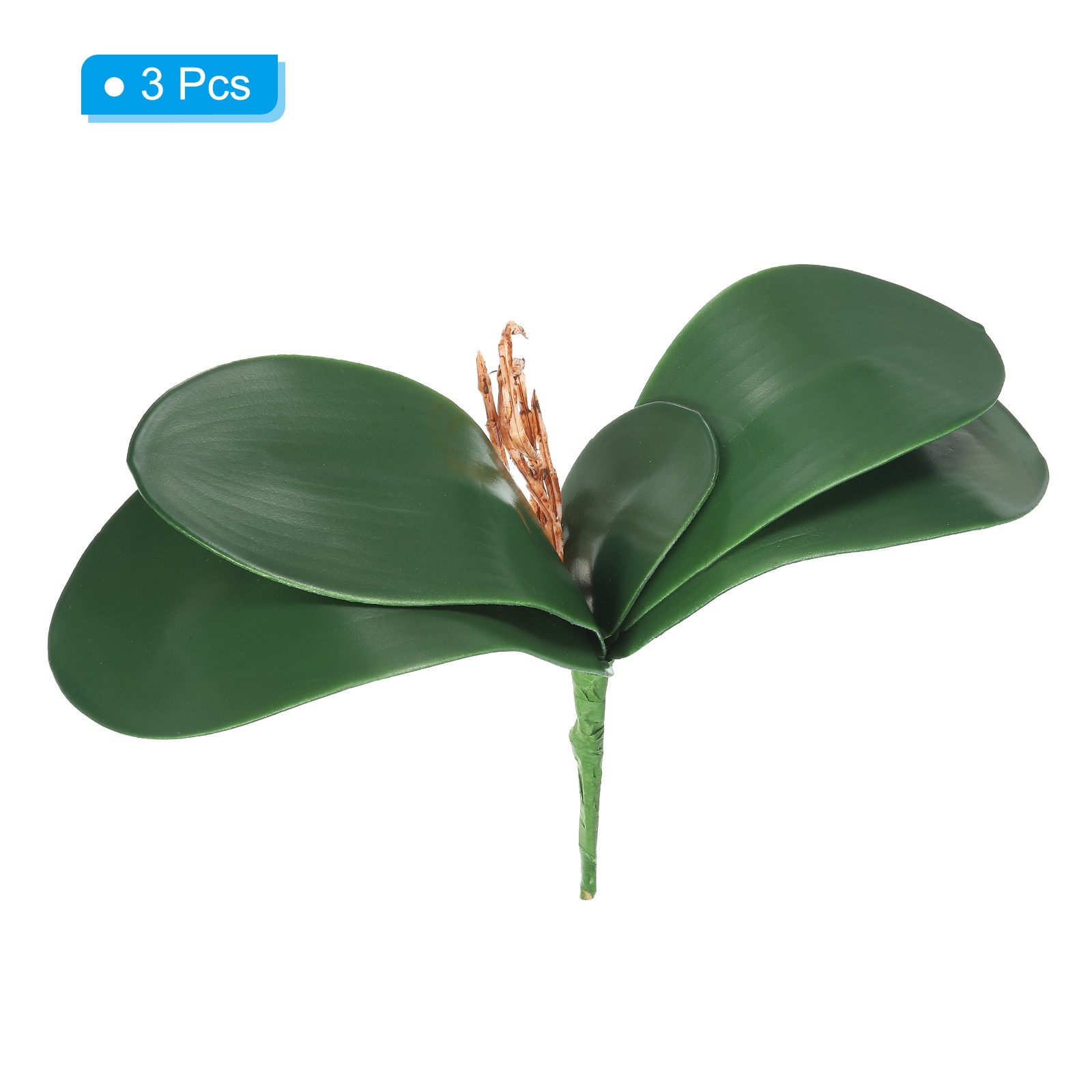 3 Pcs 10.43 Inch Faux Orchid Leaves 5 Petals Artificial Leaf with Stems