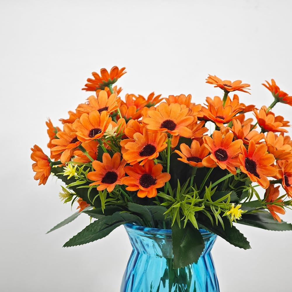 5 PCS Orange Real Touch Artificial Daisy Flowers Fake Bouquet for Home Decor
