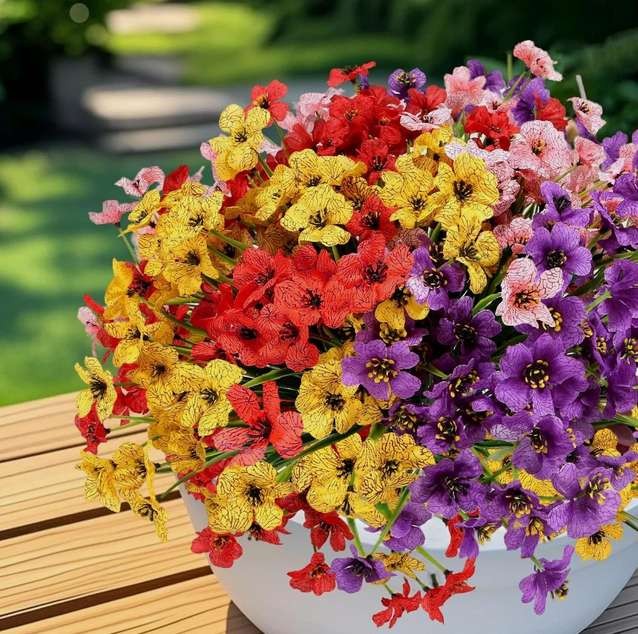 2~10Bundles Artificial Flowers Outdoor UV Resistant Fake Violet Plant Home Decor