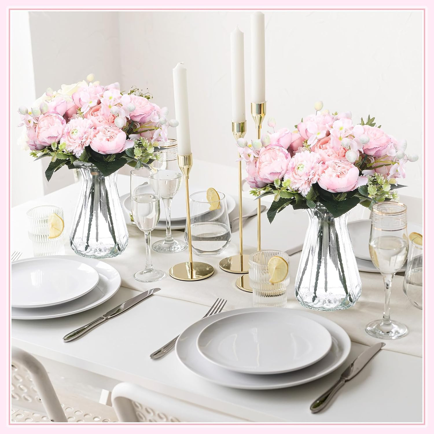 16 Bundles Artificial Peony Silk Flower Hydrangea Fake Peony Bouquet Elegant Fau
