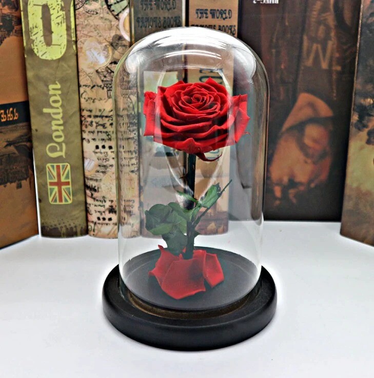 Red Blue Black Pink Forever Flower Immortal Fresh Rose in Glass Valentine’s Day