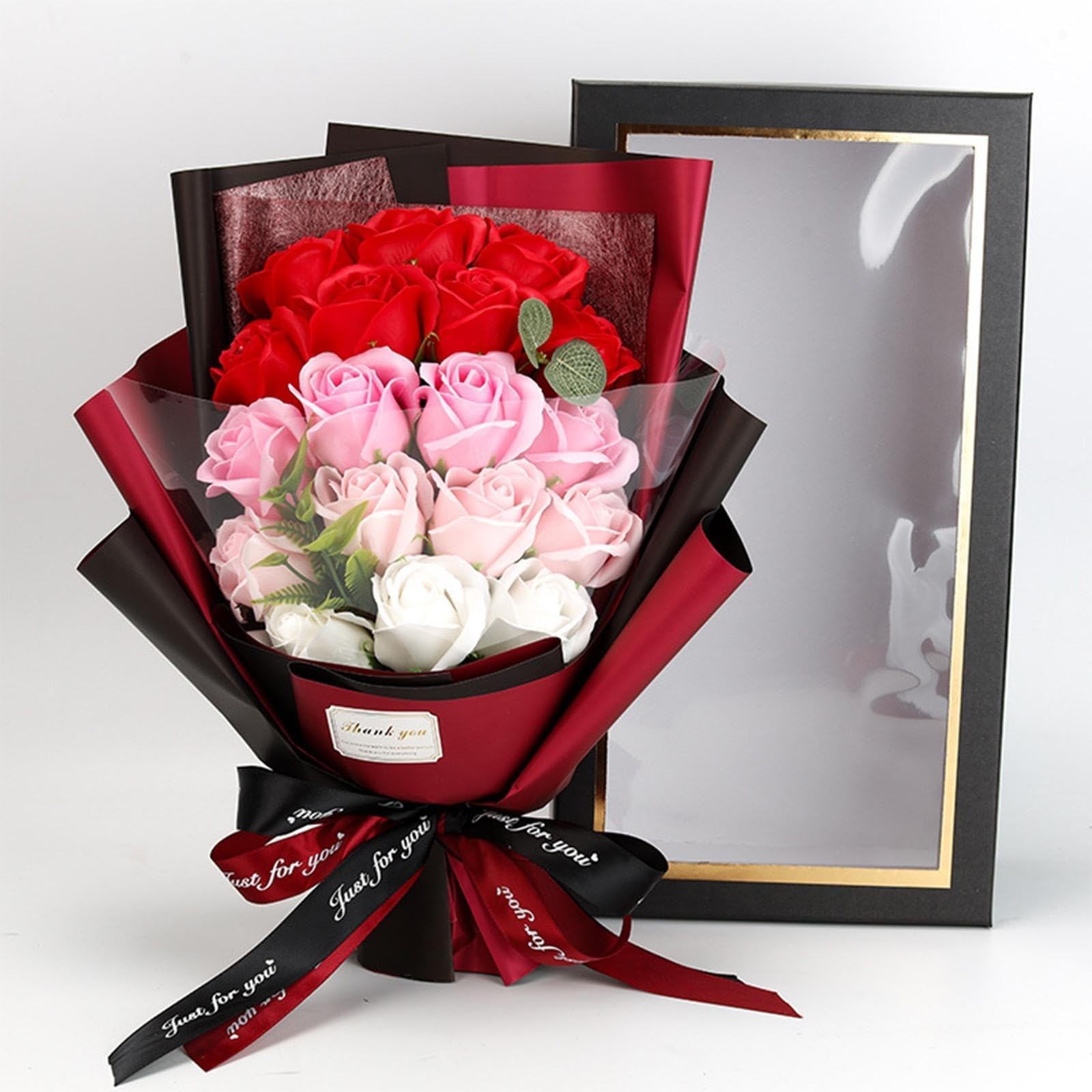 Roses Bouquet Artificial Flower – Preserved Red Rose Flowers with Love Necklace