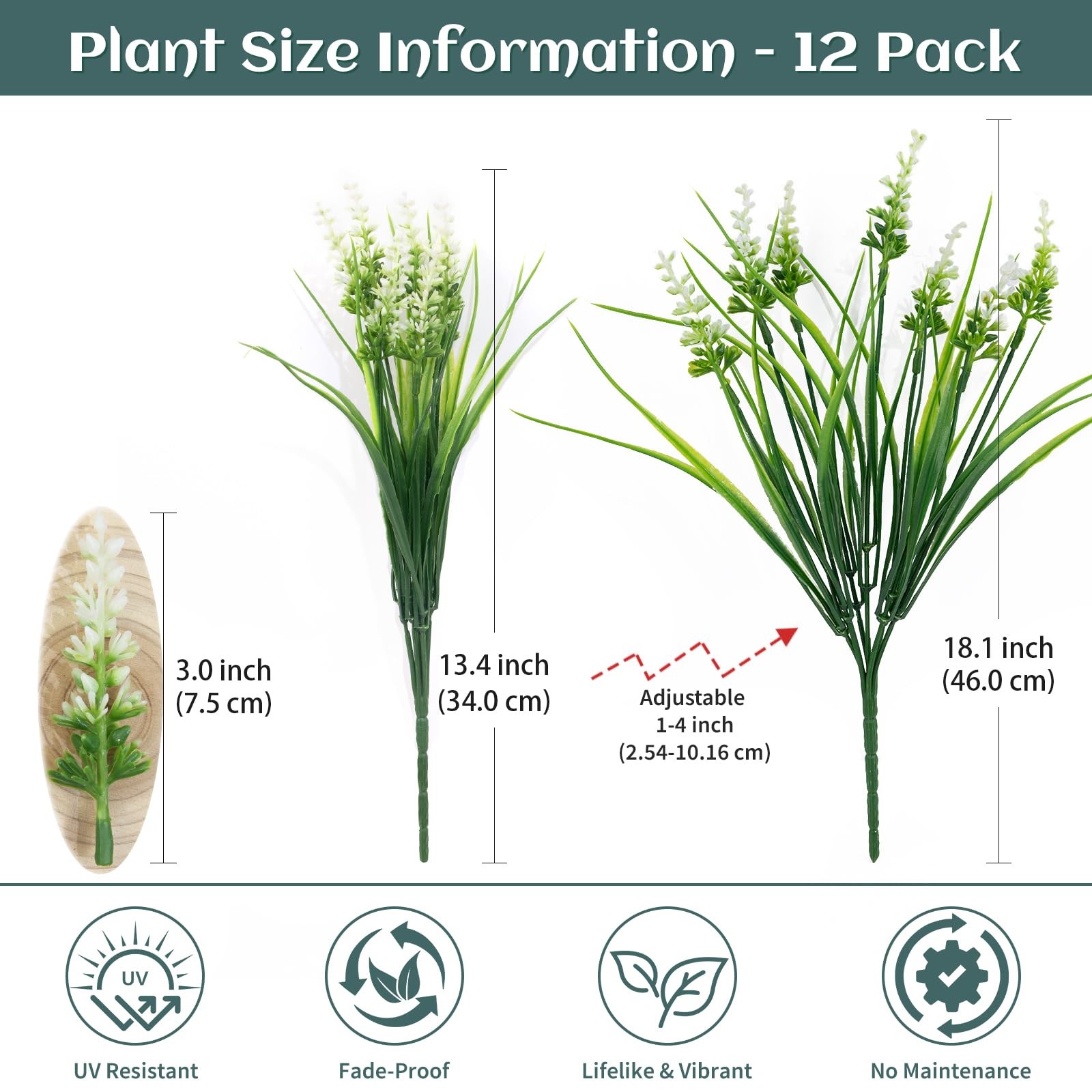 12Pcs Artificial Fake Flowers Monkey Grass for Outdoors, UV Resistant Realist…