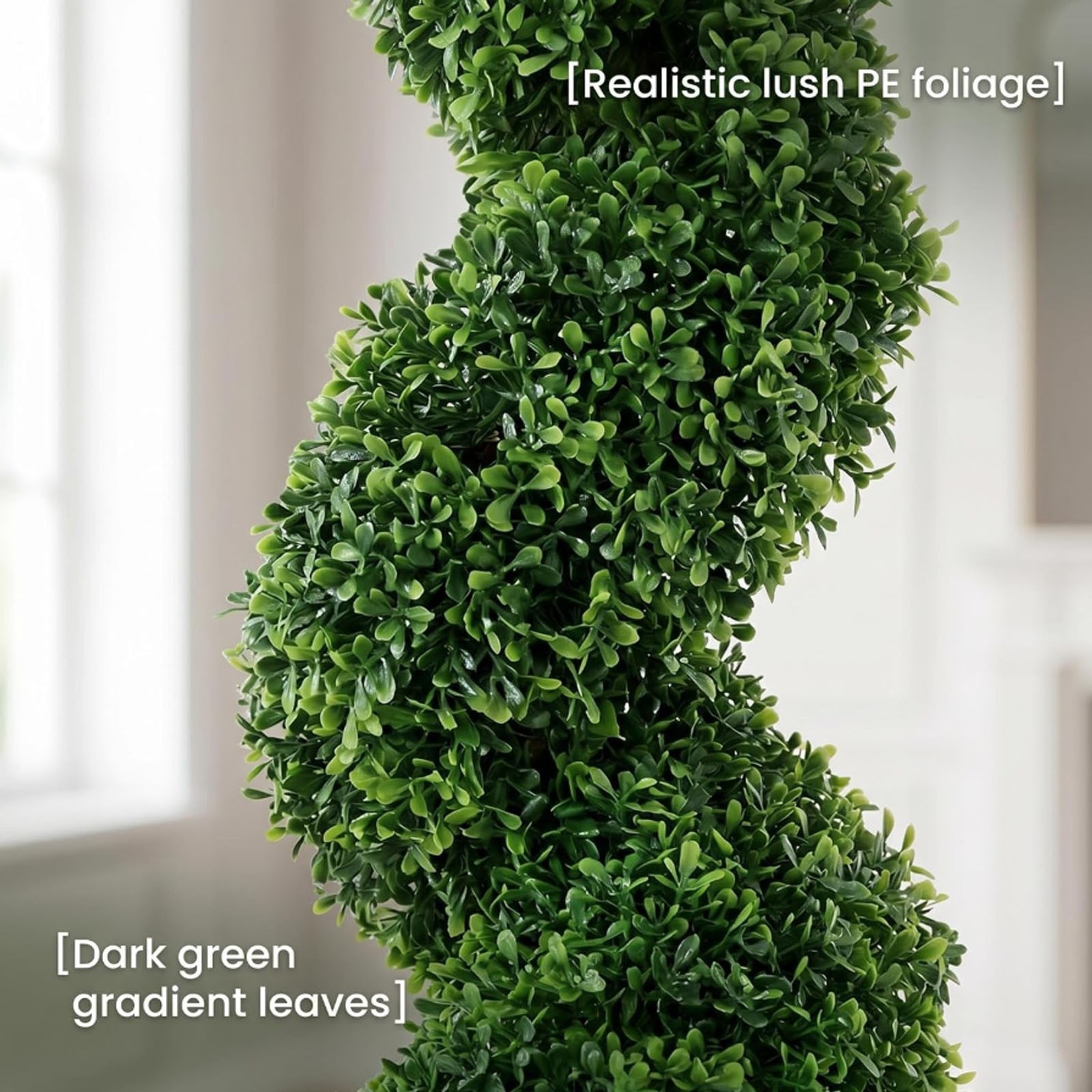 2-Pack Artificial Boxwood Spiral Trees 5 FT UV-Resistant Fake Plants w/ Pot