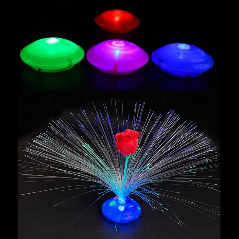 Rose Flower Fibre Night Light For Holiday Festival Table Centerpieces