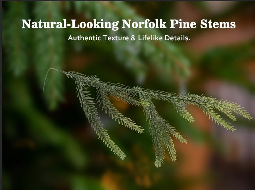 24 Pcs Norfolk Pine Stems, 13.8″ Artificial Faus Pine Branches, Real Touch Pine