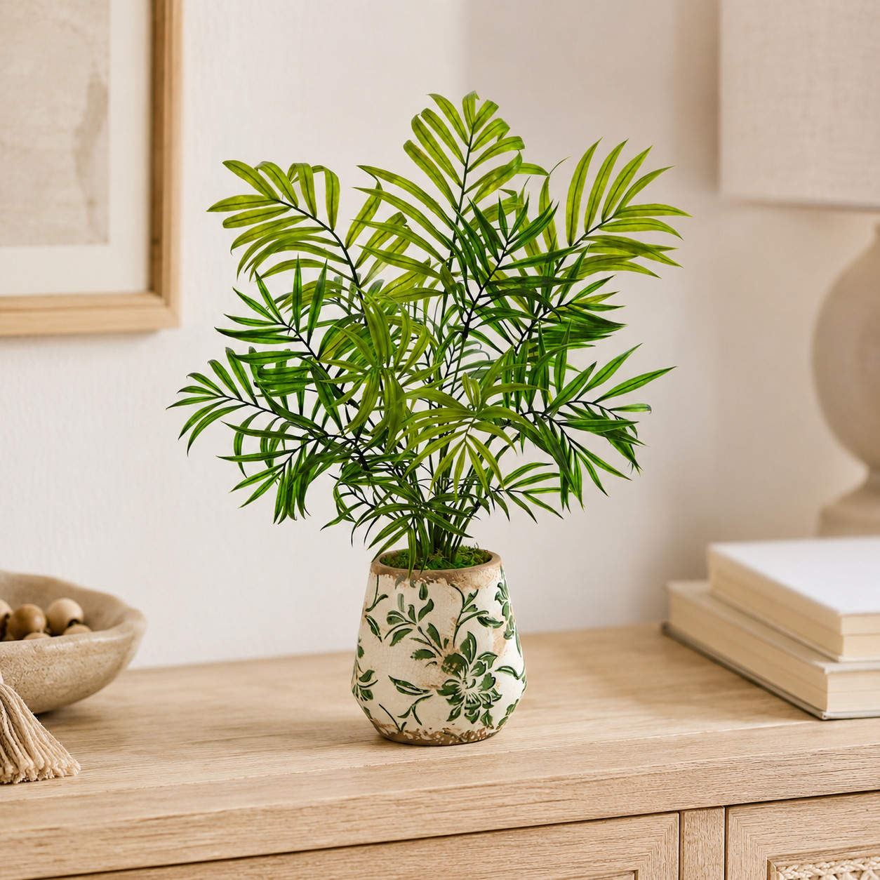 18″ Mini Areca Palm Artificial Plant in Floral Vase