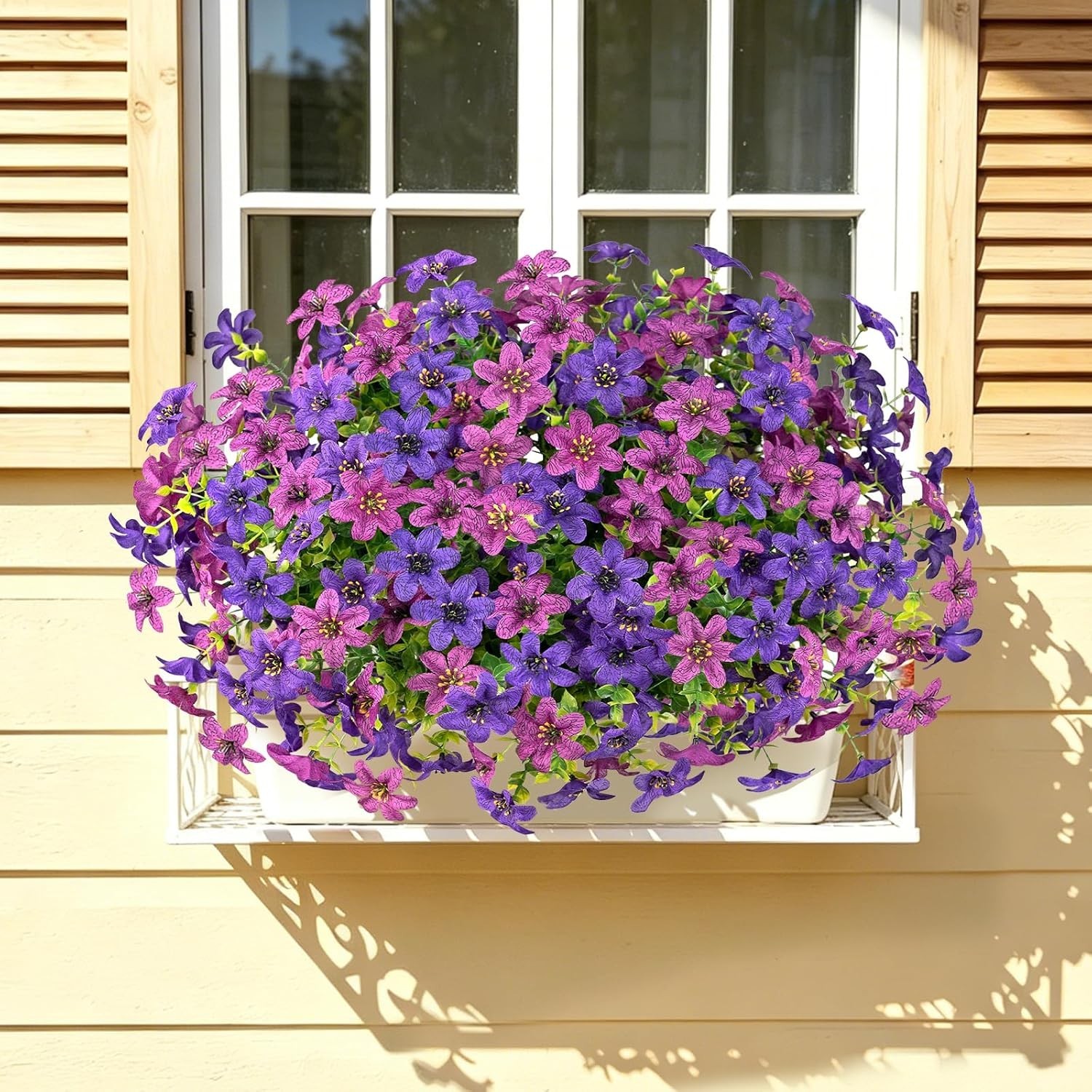 12 Bundles Artificial Mums Flowers 252 Heads UV Resistant Faux Daisy Purple