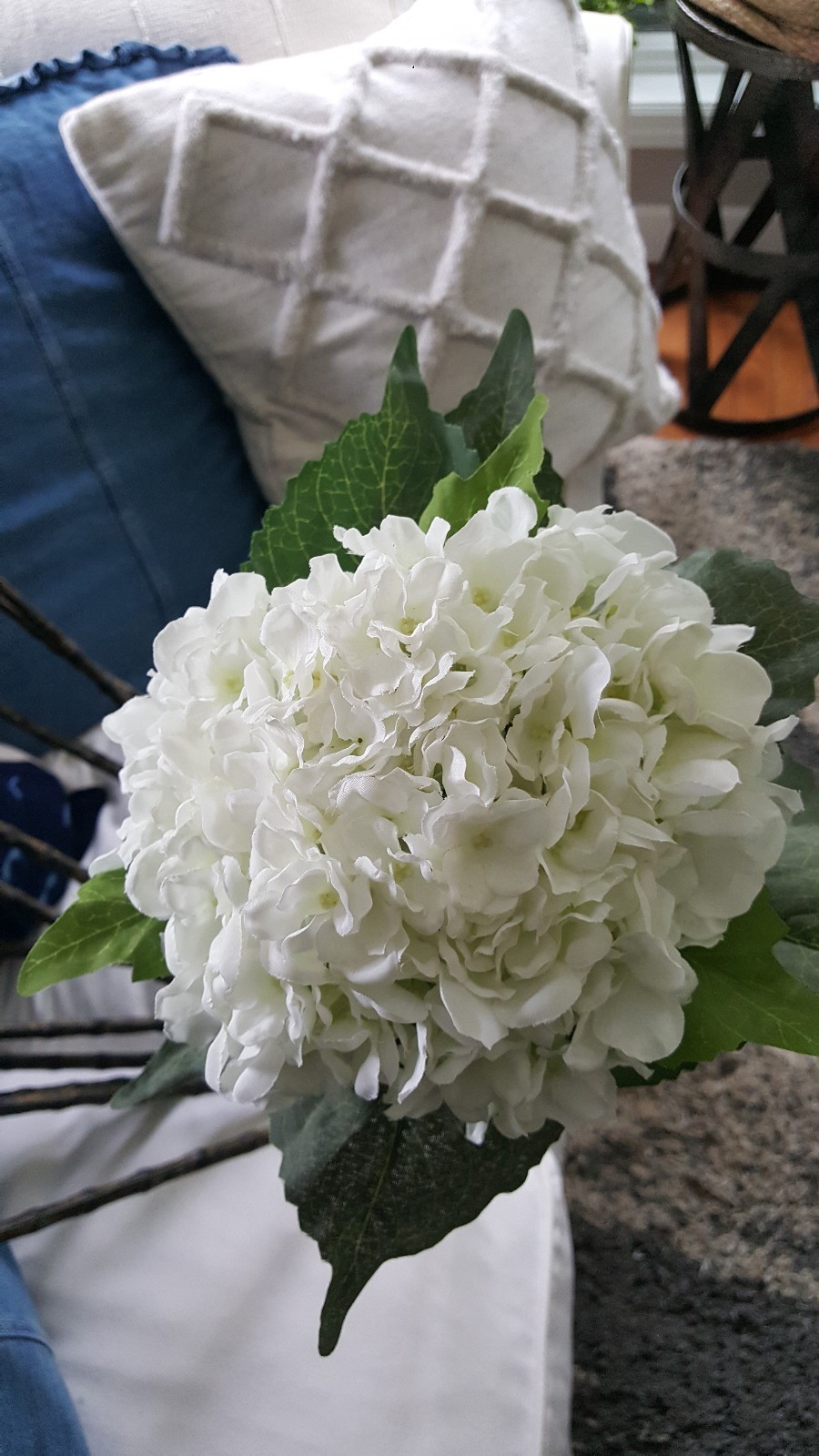 Faux Hydrangea Stems Bundle 12 White & Limelight Green 31 Inch
