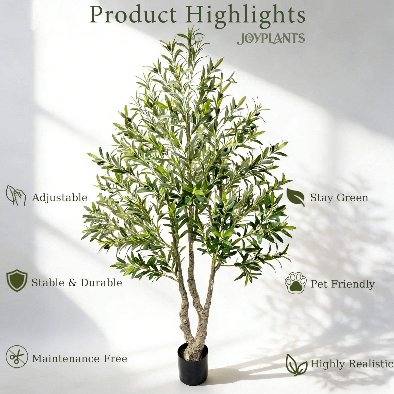 6FT Tall Artificial Olive Tree, Medium Faux Olive Tree Black Pot
