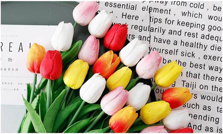 Artificial PU Tulips 10Pcs Real Touch Fake Flower Arrangement Bouquets for Home
