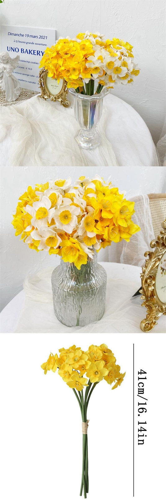 6pcs Artificial Narcissus Flower Bouquet Home Garden Room Desktop Fake Flower