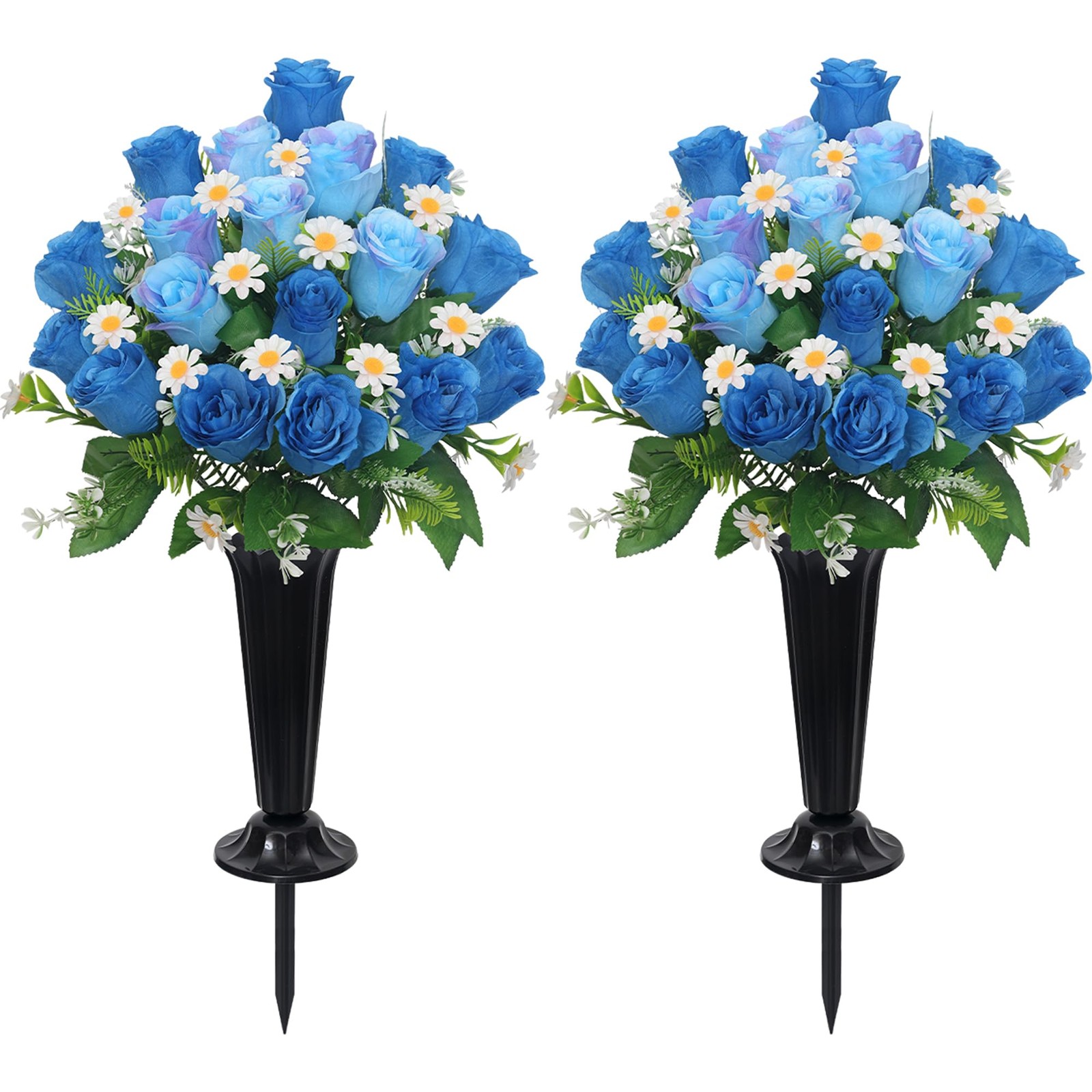 Artificial Cemetery Flowers for Grave Memorial Day Flowers for Cemetery,2Pack…