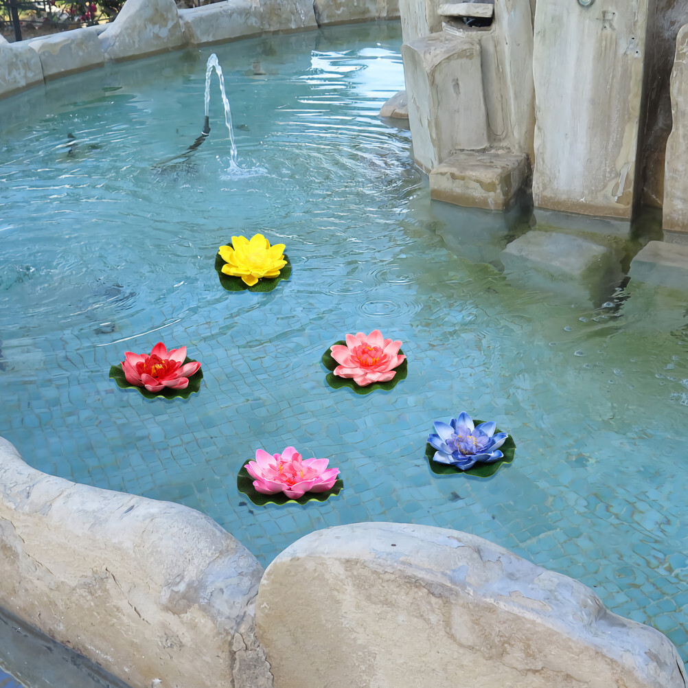5PCS Artificial Floating Water Lily EVA Lotus Flower Pond Decor 10cm