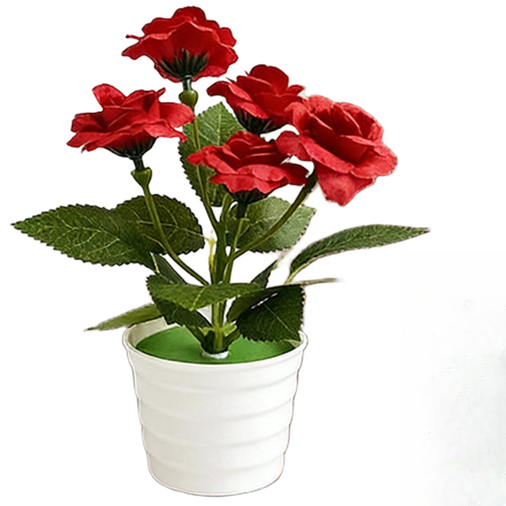 Artificial Rose Table Decor in Pot for Home Living Room Bedroom Styling
