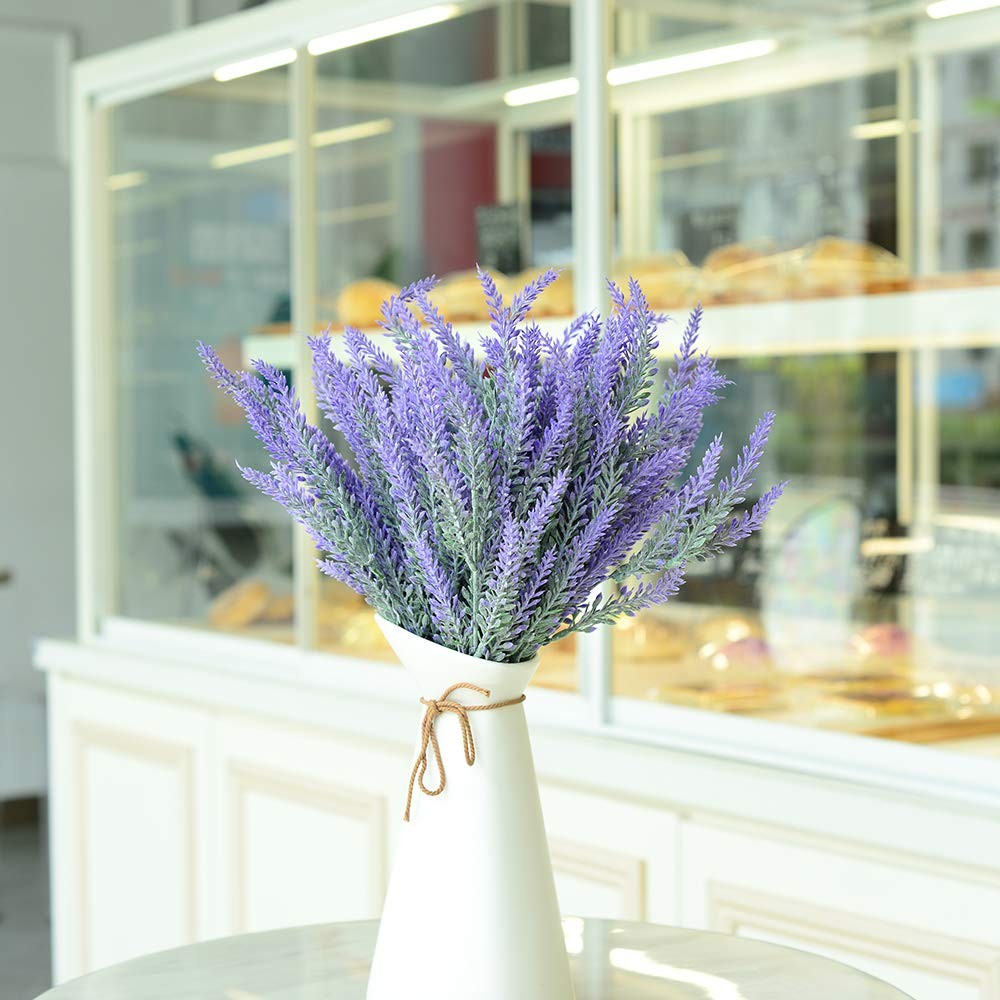 Artificial Flowers 12 Bundles Lavender Bouquet for Wedding Home Office Decora…
